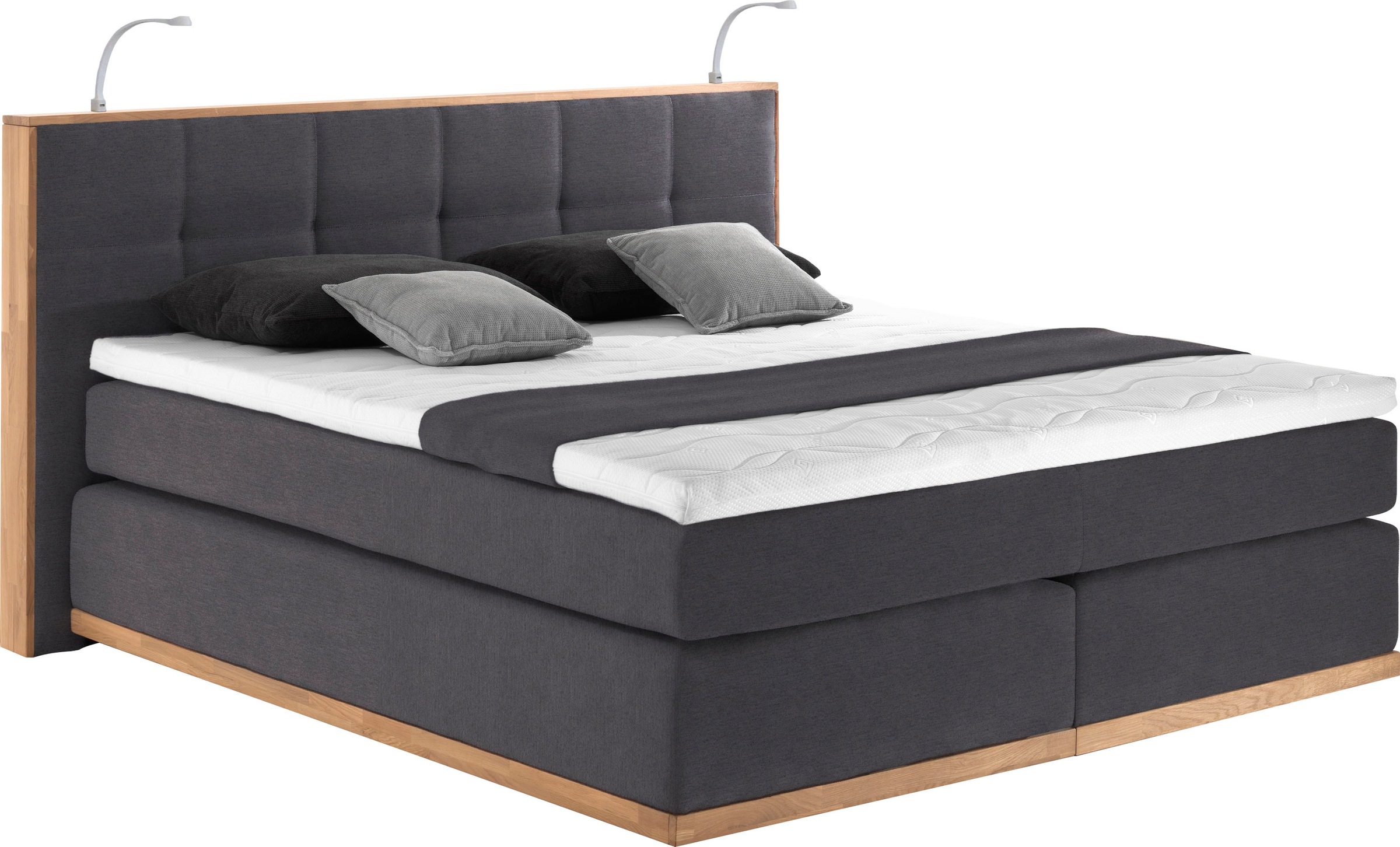Home affaire Boxspringbett "Vinton" aus Eiche, mit LED-Beleuchtung, verschiedene Härtegrade (auch H4)