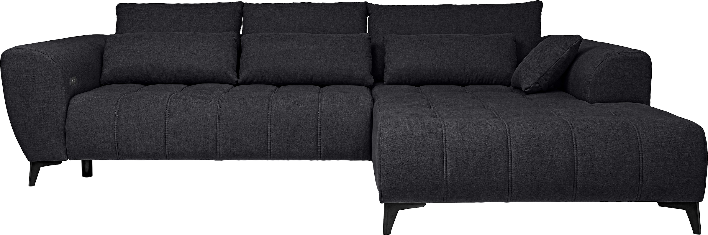 WERK2 Ecksofa »Garay, XXL-Liegefläche: elektrisch ausziehbar auf ca. 228×126 cm« Luxus in Übergröße: XXL-Liegefläche, Komfort-Ottomane & stilvolle Füße