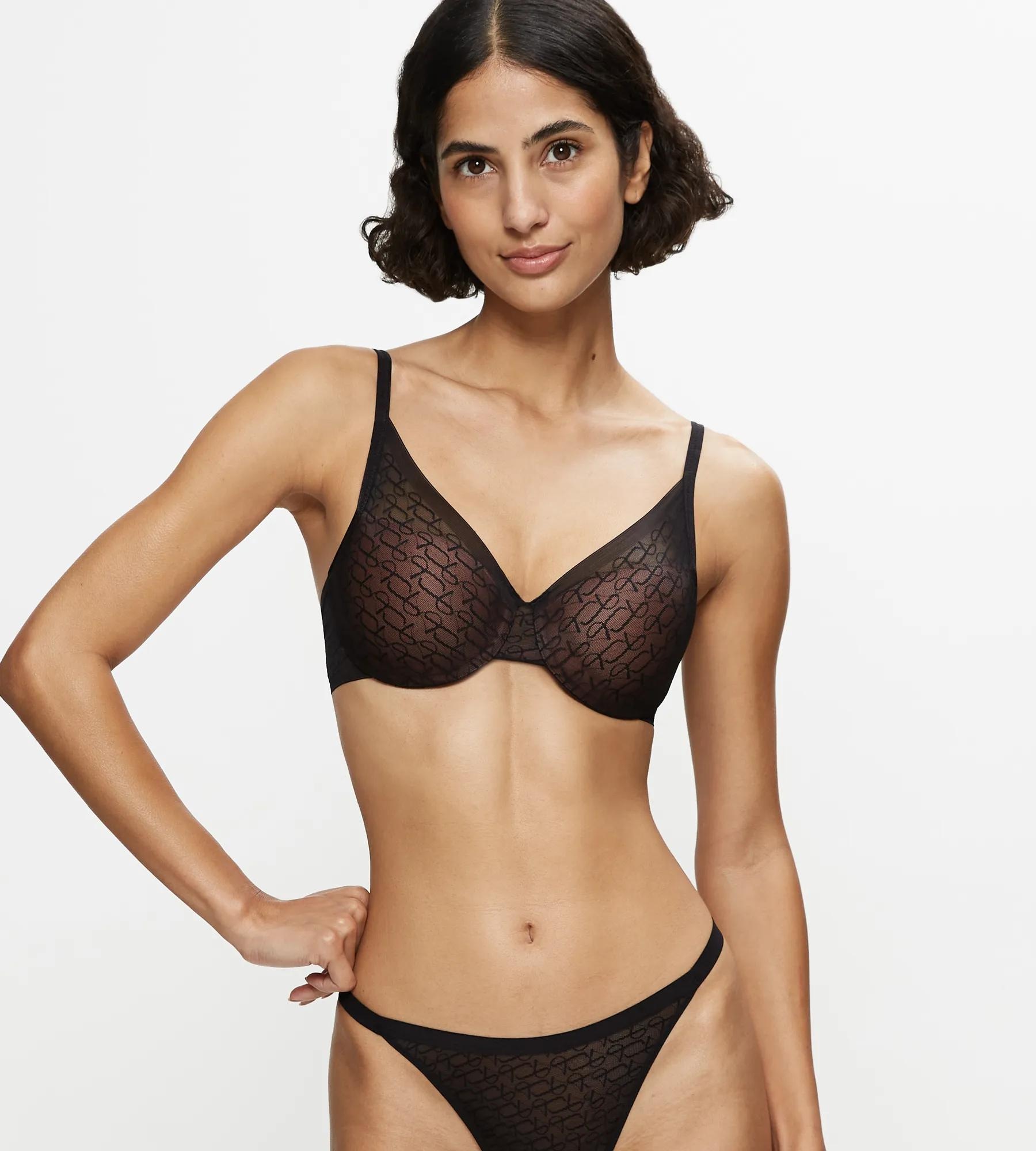 Triumph Halbschalen-BH »Signature Sheer« Monogramm-Tüll, gepolsterte Cups, Spitzen-Details, weich, Tüll