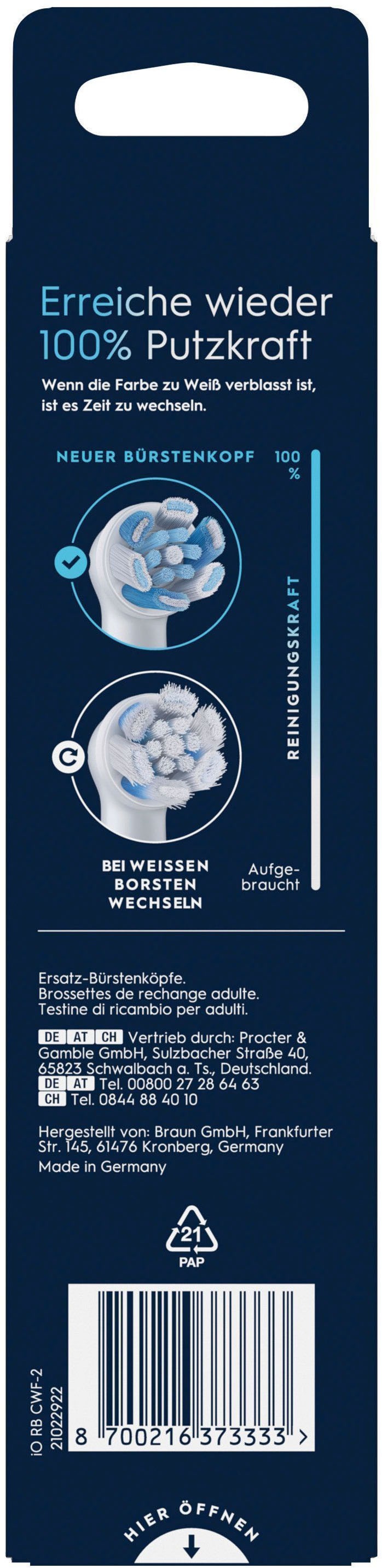 Oral-B Aufsteckbürsten »Oral-B iO Ultimative Reinigung«, für fortgeschrittene Tiefenreinigung und Plaque-Entfernung