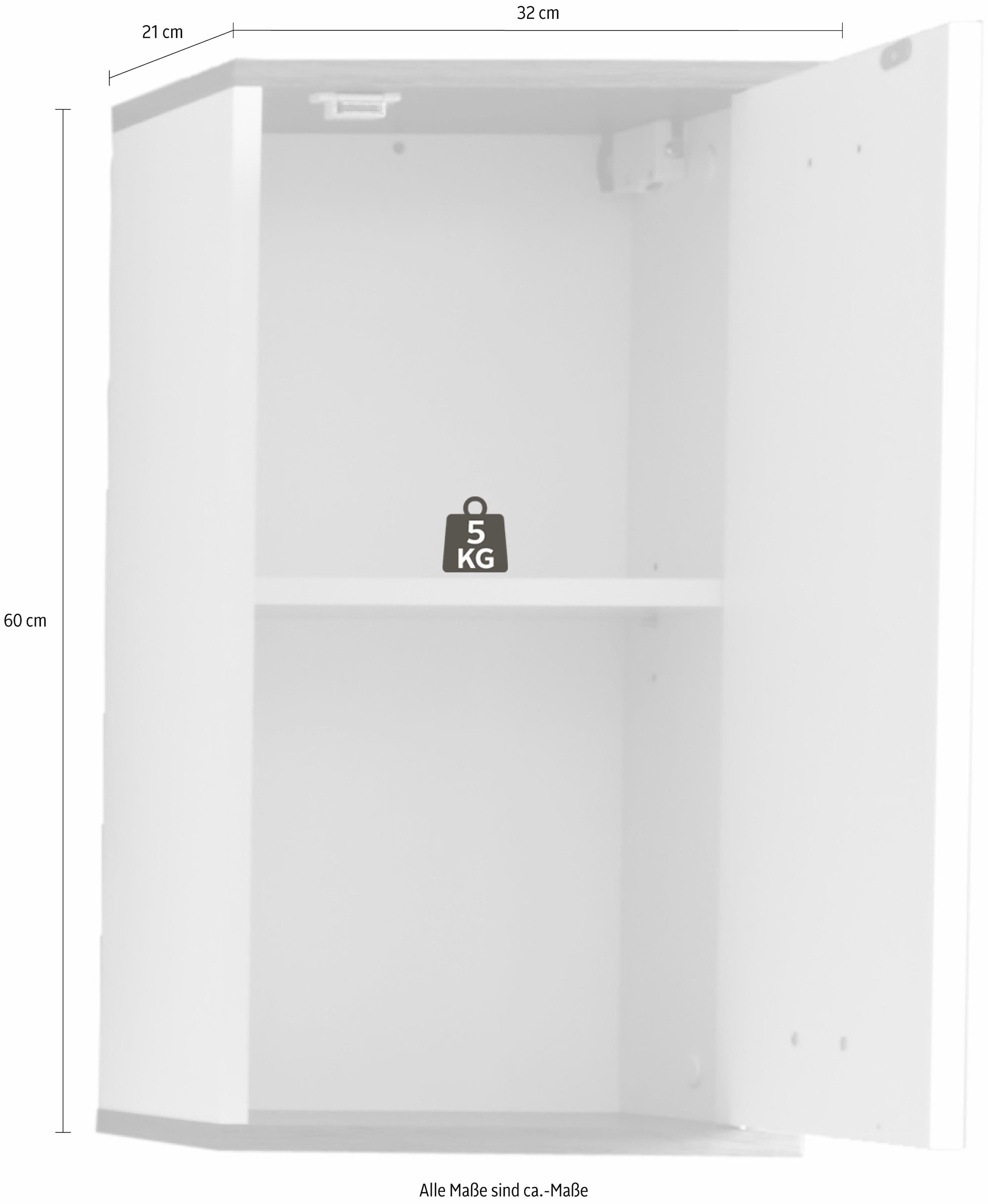 welltime Hängeschrank »Sanremo«, Badschrank mit 2 Fächern in Weiß/Rauchsilber - (B/T/H) 32/21/60 cm