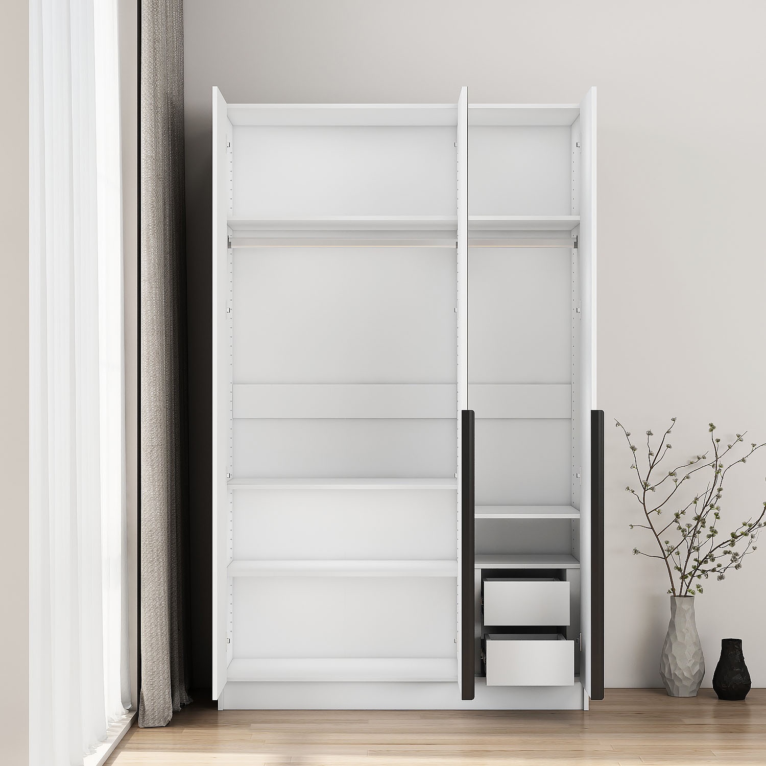 OTTO home Kleiderschrank »Annor Schlafzimmerschrank Breite 122cm hochglanz Schrank Garderobe« Drehtürenschrank mit perfekter Innenausstattung - elegante Türgriffe