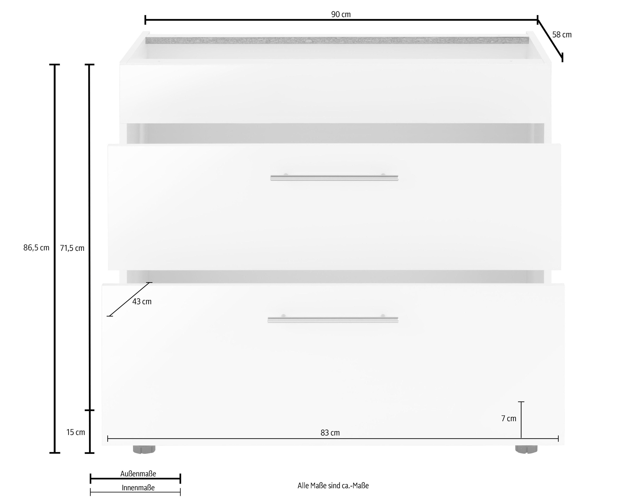 wiho Küchen Kochfeldumbauschrank »Ela«, 90 cm breit, mit Soft-Close-Funktion