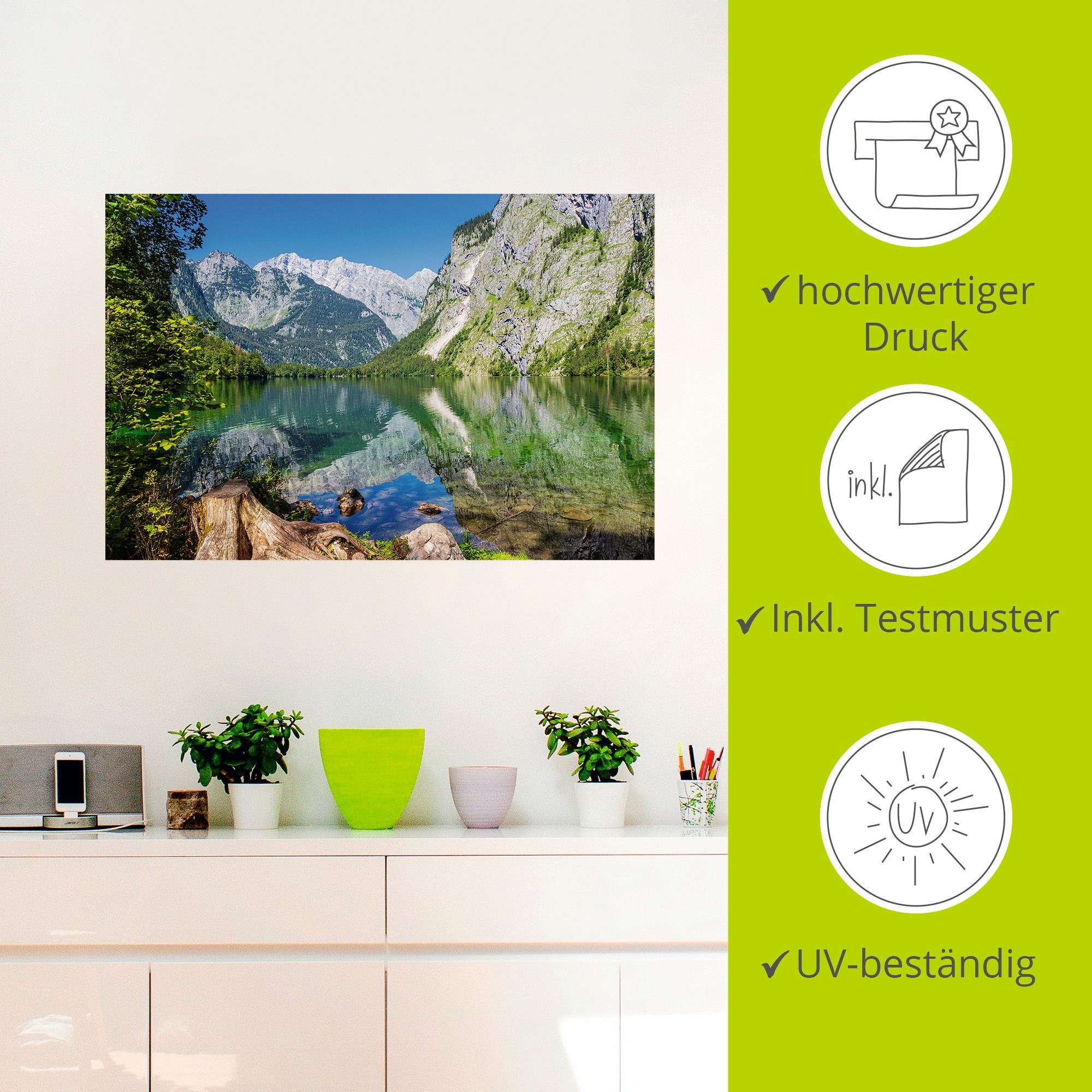 Artland Wandbild »Obersee Berchtesgadener Land in Bayern«, Berge & Alpenbilder, (1 St.), als Alubild, Outdoorbild, Wandaufkleber in verschied. Größen