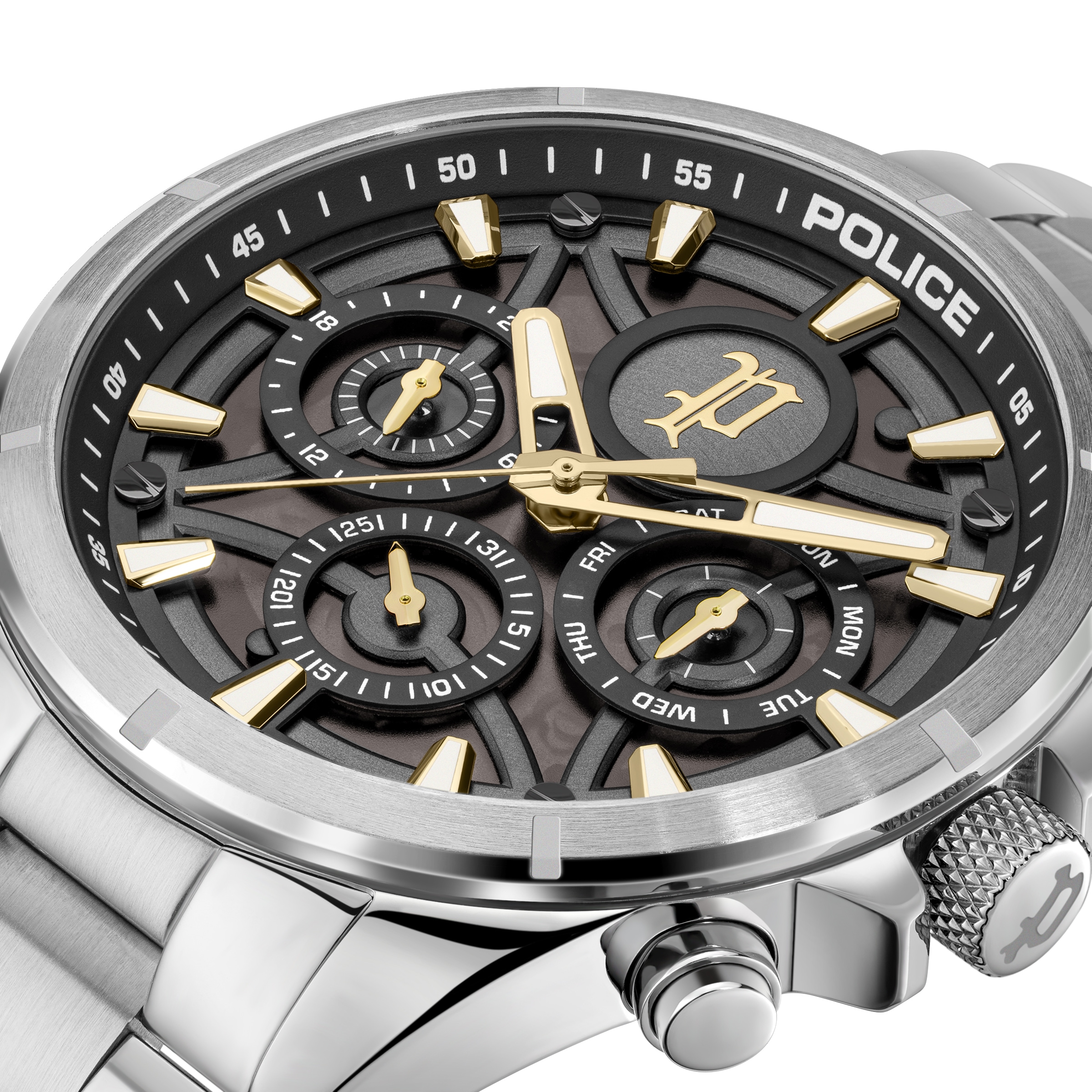 Police Quarzuhr »Defender« Armbanduhr, Herrenuhr, Edelstahlarmband, Ideal auch als Geschenk