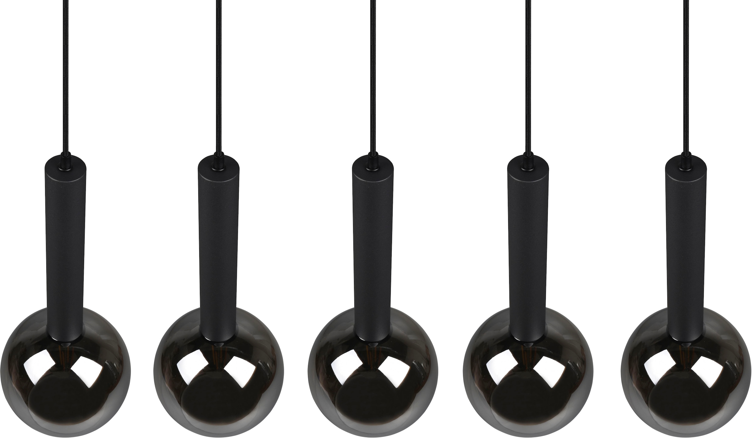 TRIO Leuchten Pendelleuchte »Clayton«, 5 flammig, Leuchtmittel E27 | ohne Leuchtmittel, Hängelampe höhenverstellbar bis 150cm, Glas rauchfarbig, exkl 5xE27