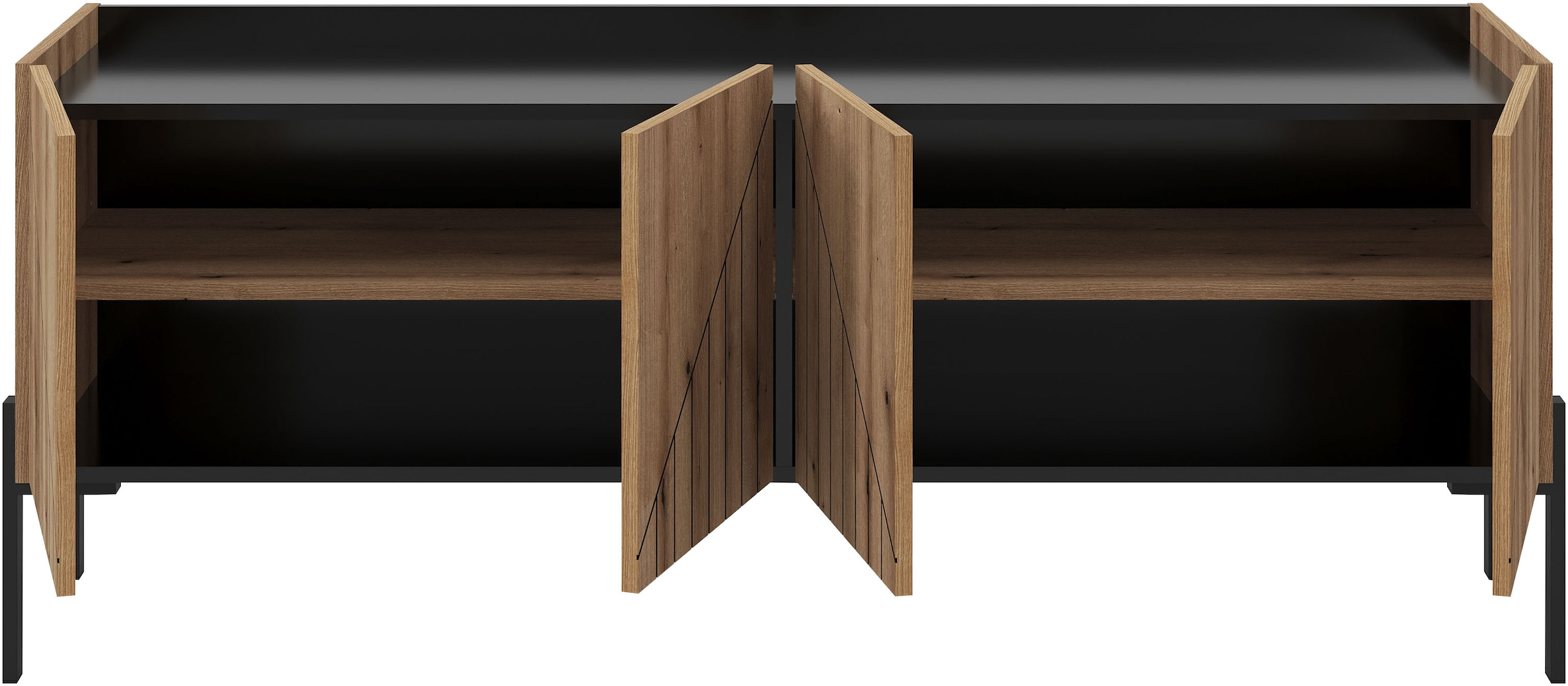 INOSIGN Lowboard »SNETT, Breite: 155cm, mit Metall-Stabfüßen, 4 Türen, 2 Einlegeböden« TV-Lowboard, Mediaschrank, Mediaboard, TV-Schrank, Schrank, Board