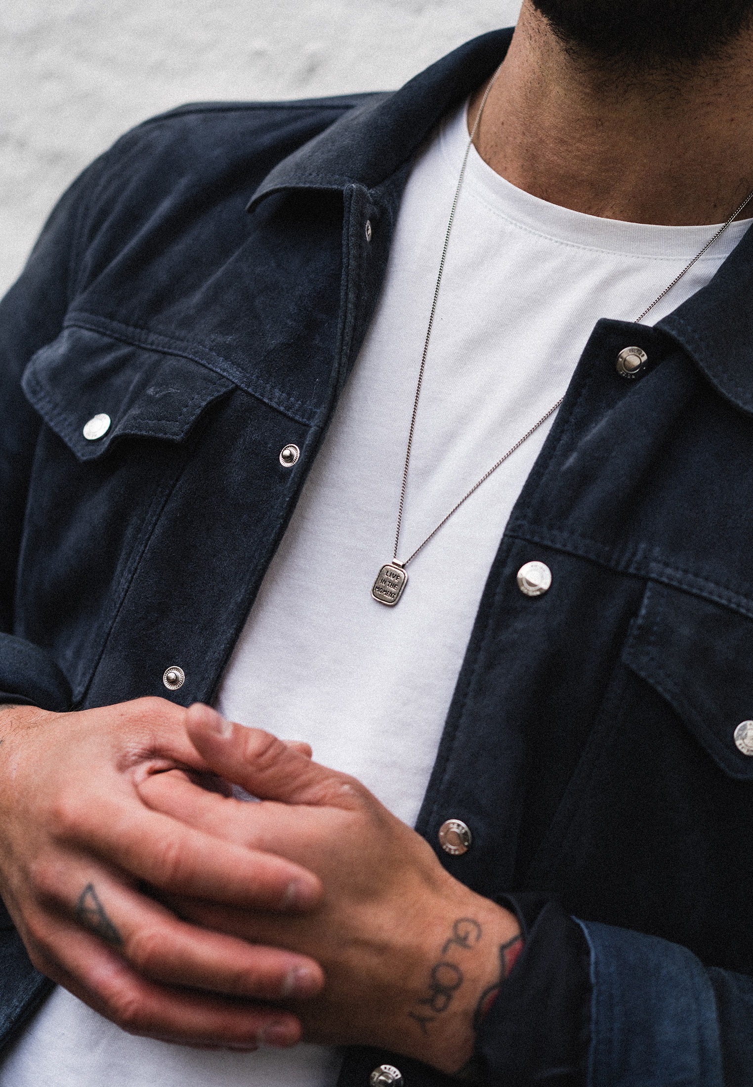 HAZE & GLORY Lange Kette »Halskette Dog Tag Gravur - The Moment 925 Silber«