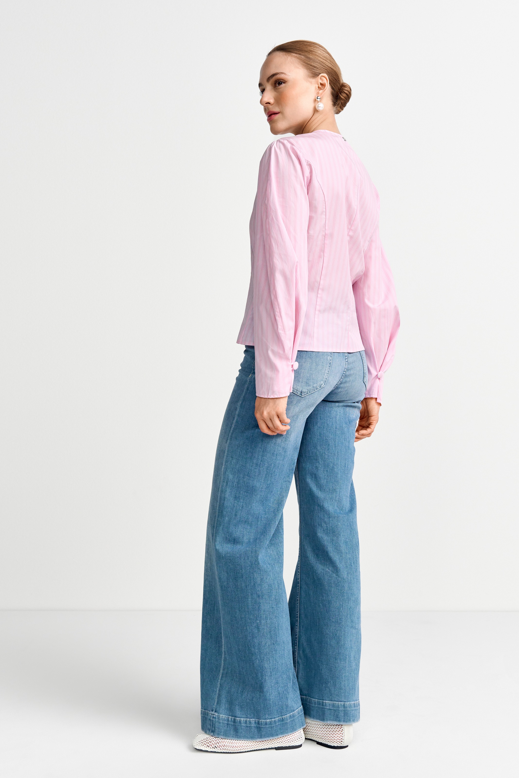 RICHROYAL Langarmbluse leicht tailliert, aus reiner Baumwolle