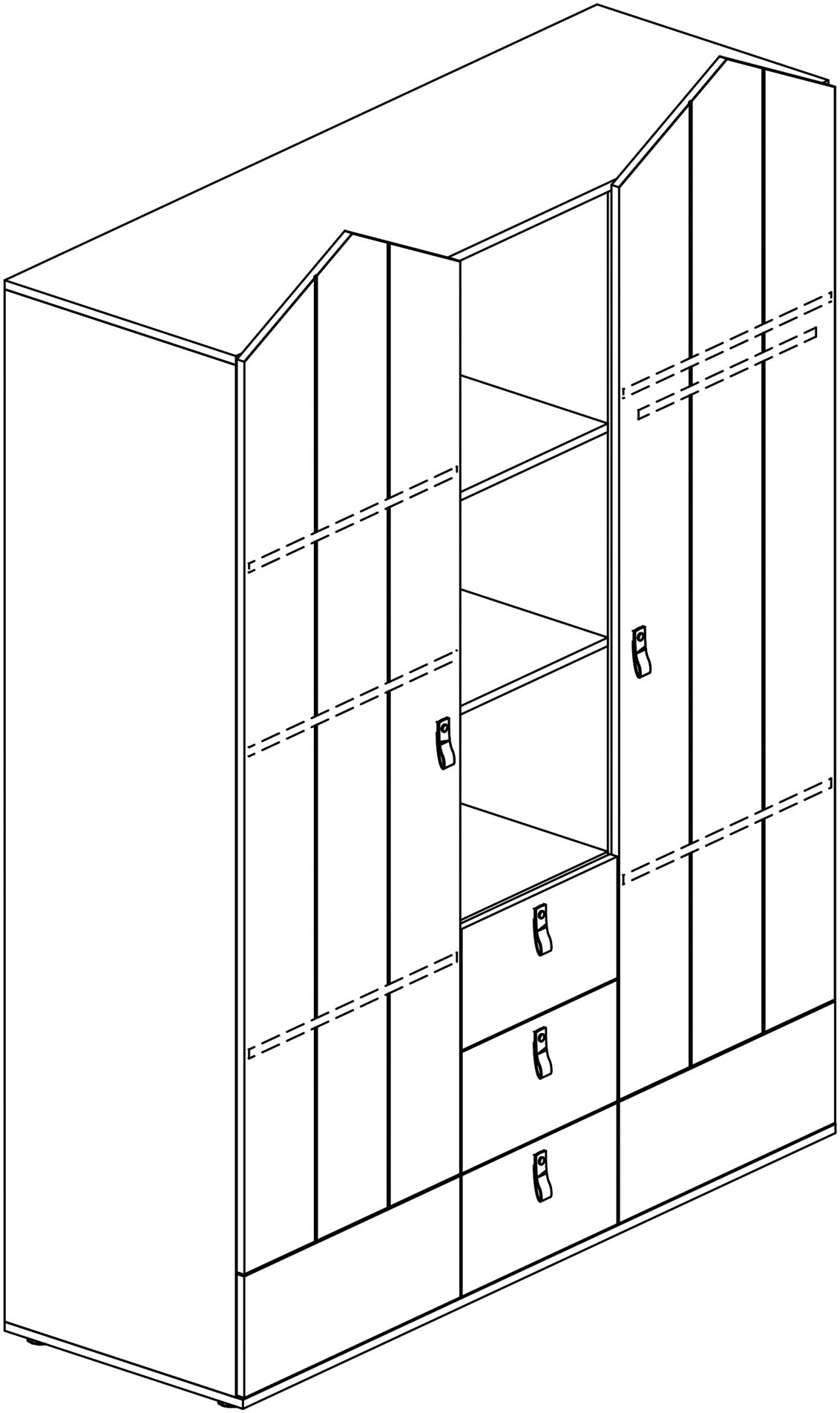 arthur berndt Babyzimmer-Komplettset »Babyzimmer-Set »Roofy« 3-teilig mit 2-türigem Kleiderschrank«, (Set, 3 tlg., Babymöbel-Set »Roofy« Kleiderschrank,Kinderbett+Wickelkommode)