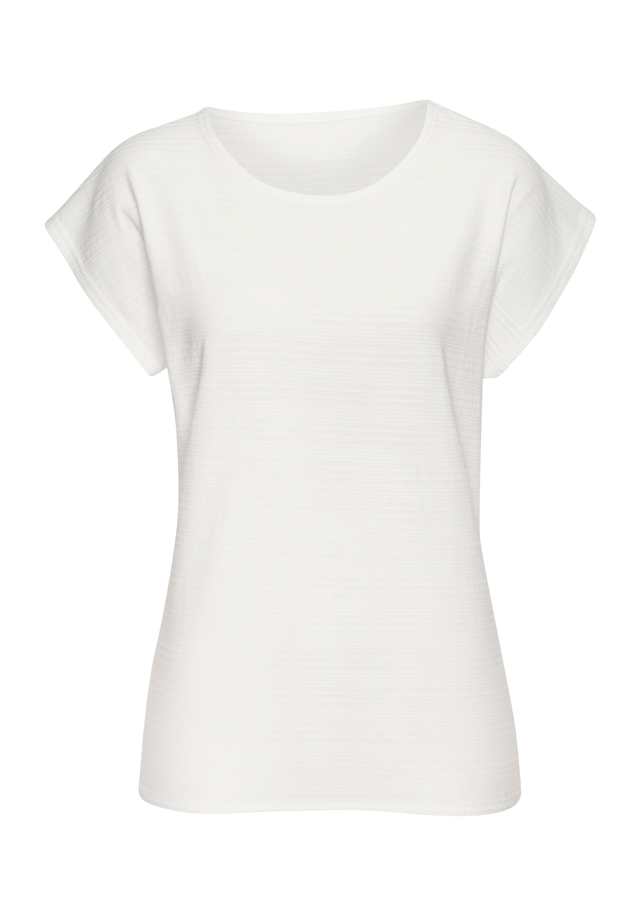 Vivance T-Shirt »mit modischer Streifenstruktur«, (Packung), aus weicher Baumwoll-Qualität