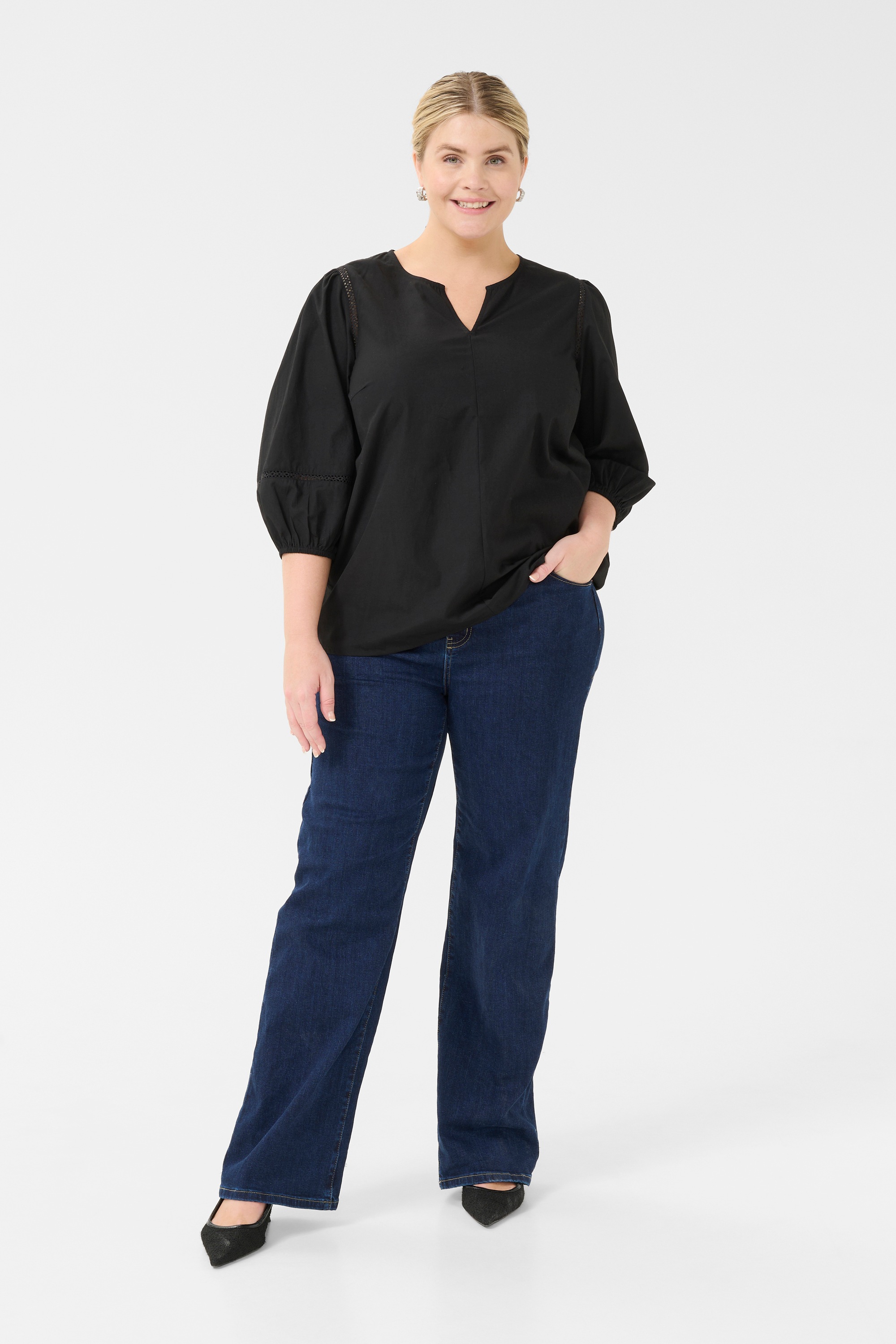 KAFFE Curve Langarmbluse »Langarm-Bluse KClilje«