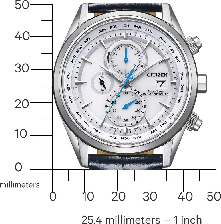 Citizen Funk-Multifunktionsuhr, Armbanduhr, Herrenuhr, Solar, Lederarmband, Saphirglas, Datum