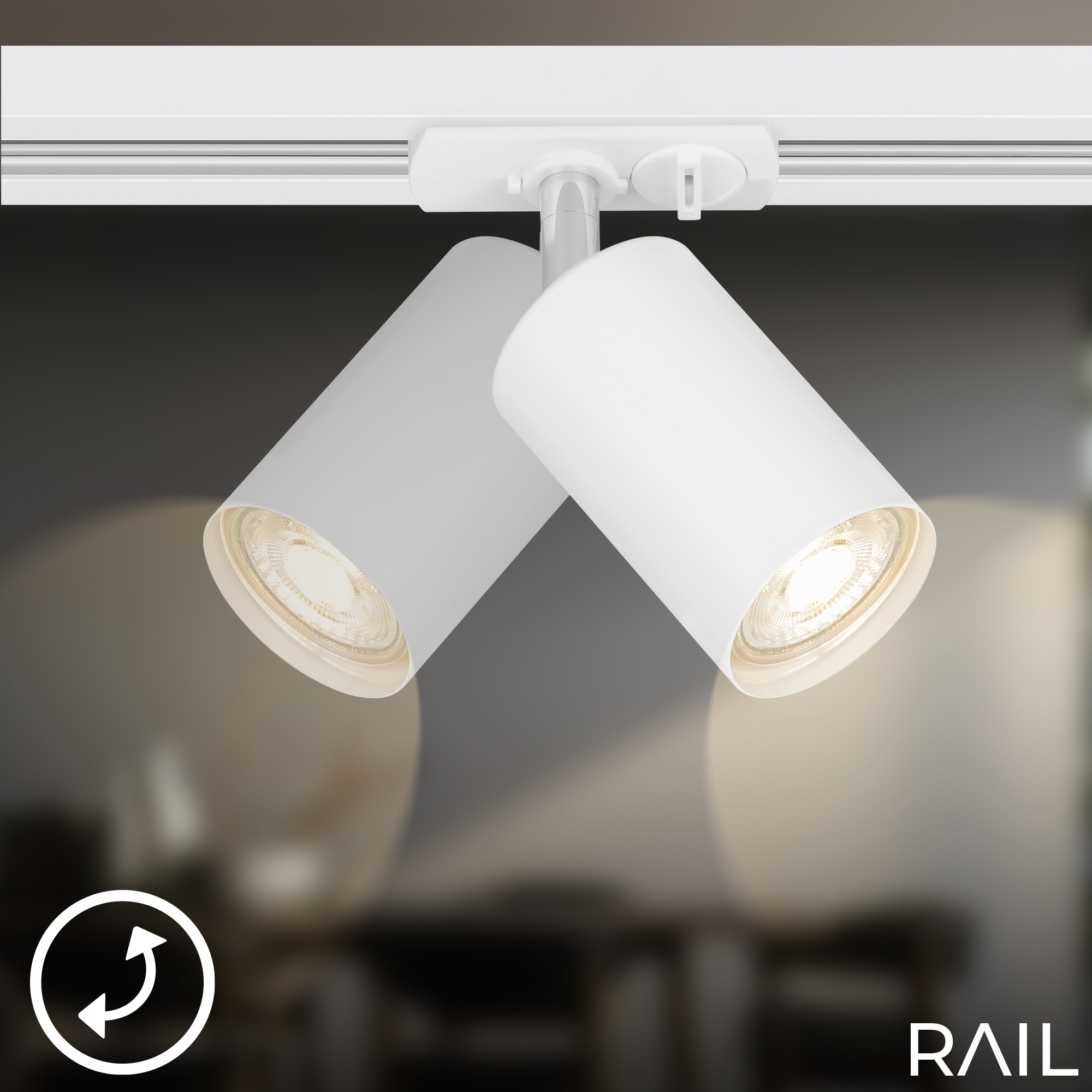 Briloner Leuchten Schienensystem-Sets »RAIL« GU10 9 Stk. Schienensystem Rail 1,5 m Weiß max. 9W Decke Wohnzimmer Büro Küche