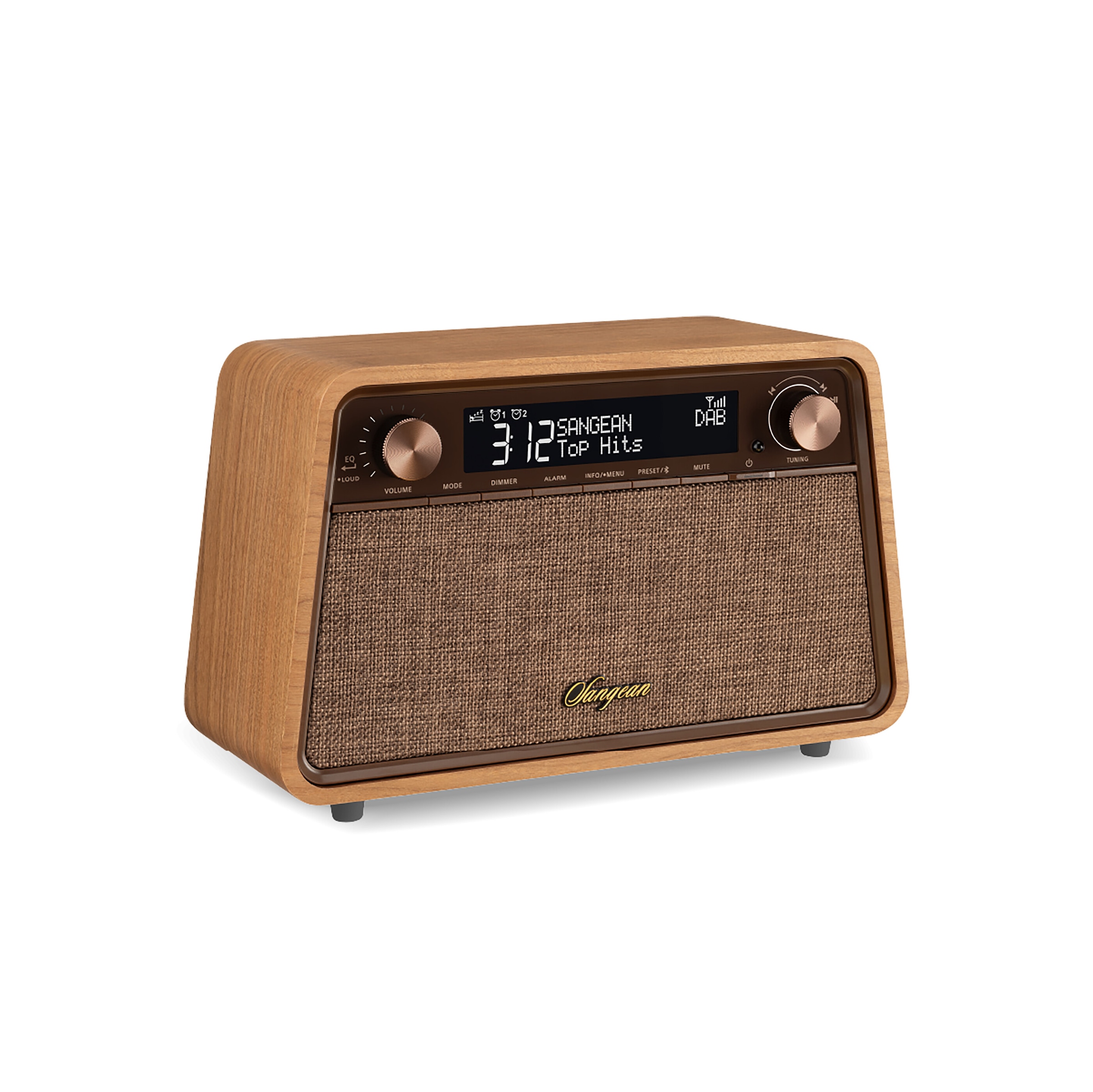 Sangean Retro-Radio »WR-201D«, (A2DP Bluetooth-AVRCP Bluetooth Digitalradio (DAB+)-FM-Tuner mit RDS), DAB+, Bluetooth, USB-C Ladeanschluss, Fernbedienung