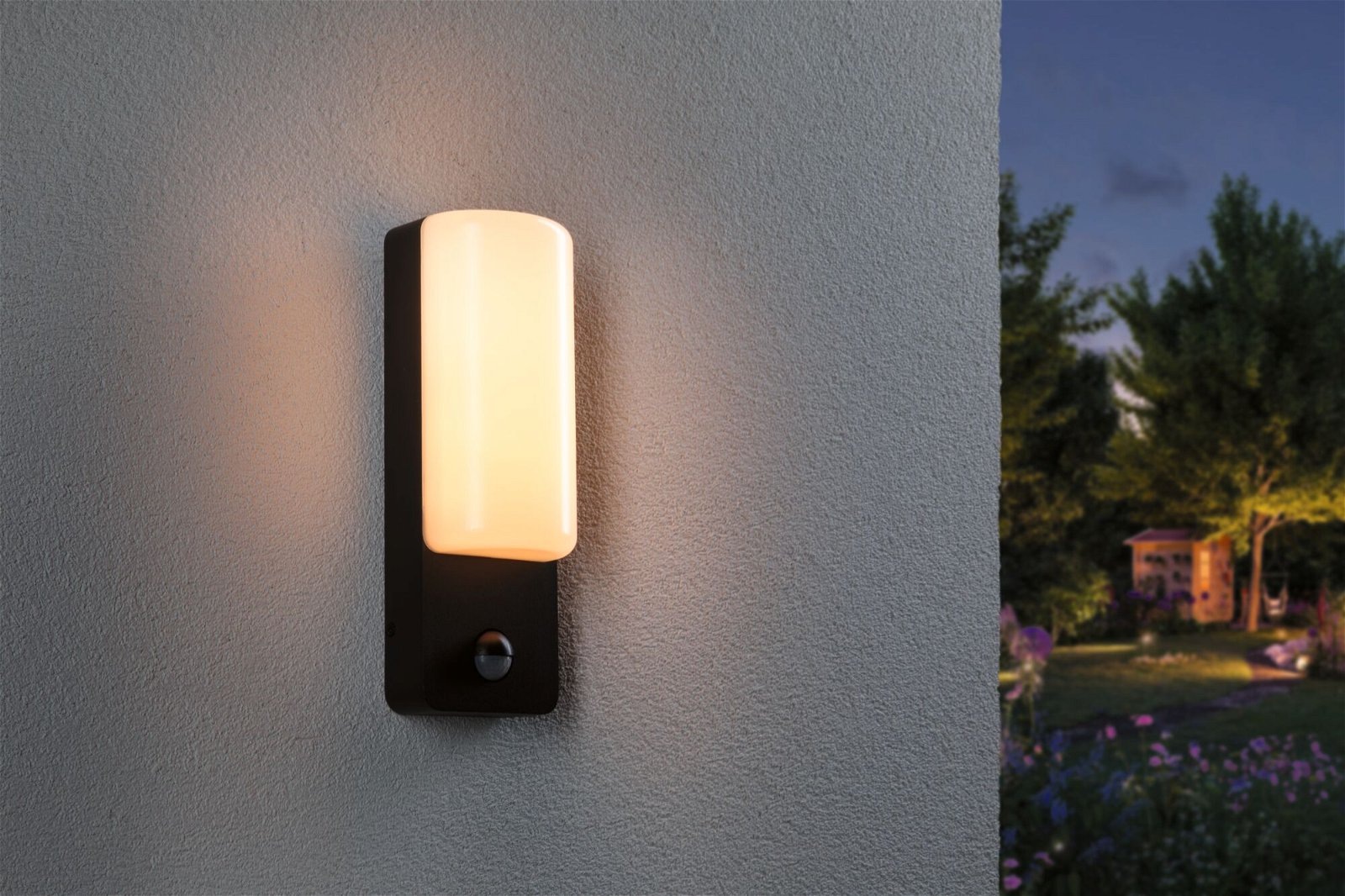 Paulmann LED Außen-Wandleuchte »Bonnie IP44 93x77mm 2200 - 3000K 8,5W 560lm 230V Anthrazit Aluminium«, 1 flammig, Bewegungsmelder insektenfreundlich und seewasserresistent