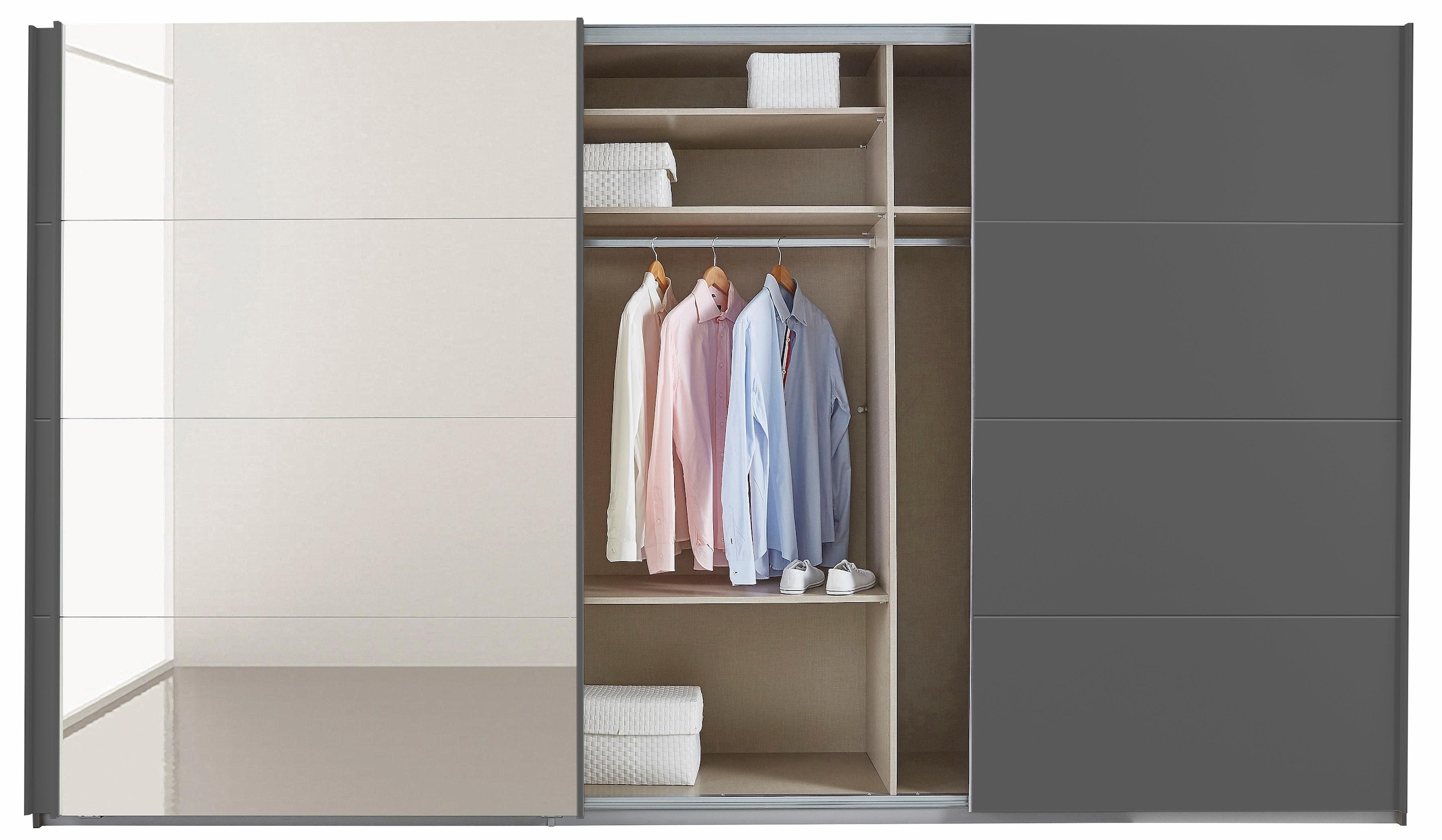 rauch Schwebetürenschrank »Kleiderschrank Schrank Garderobe Schlafzimmerschrank TUBONA«, inkl. Schubkasteneinsatz und zusätzlichen Einlegeböden MADE IN GERMANY