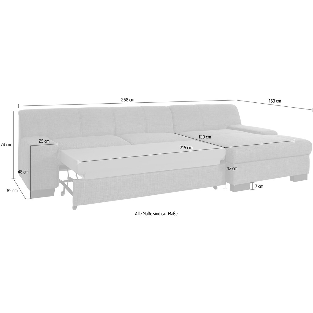 DOMO collection Ecksofa »Norma L-Form«, wahlweise mit Bettfunktion