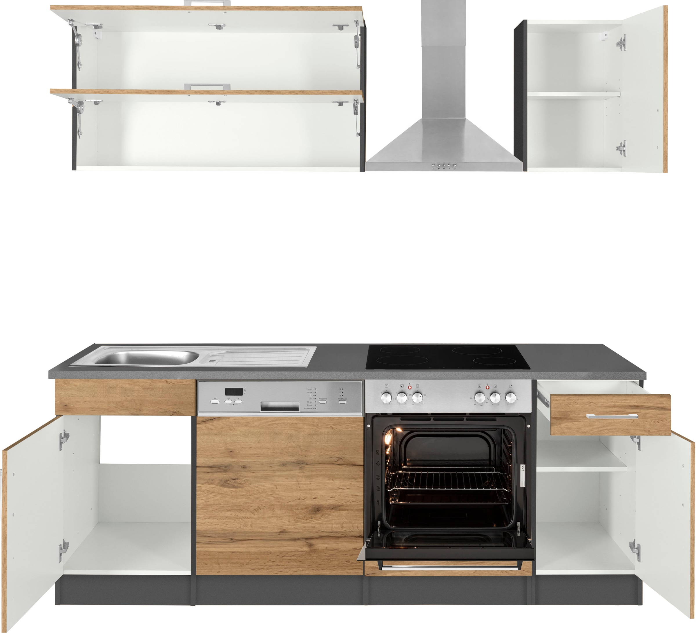 KOCHSTATION Küchenzeile »KS-Colmar« ohne E-Geräte, Breite 210 cm