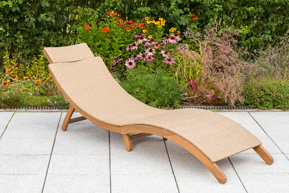 kaufen MERXX natur, 3 Jahren online Garantie | mit Gartenliege Akazie/Polyrattan, inkl. Kissen »Capri«, klappbar, XXL