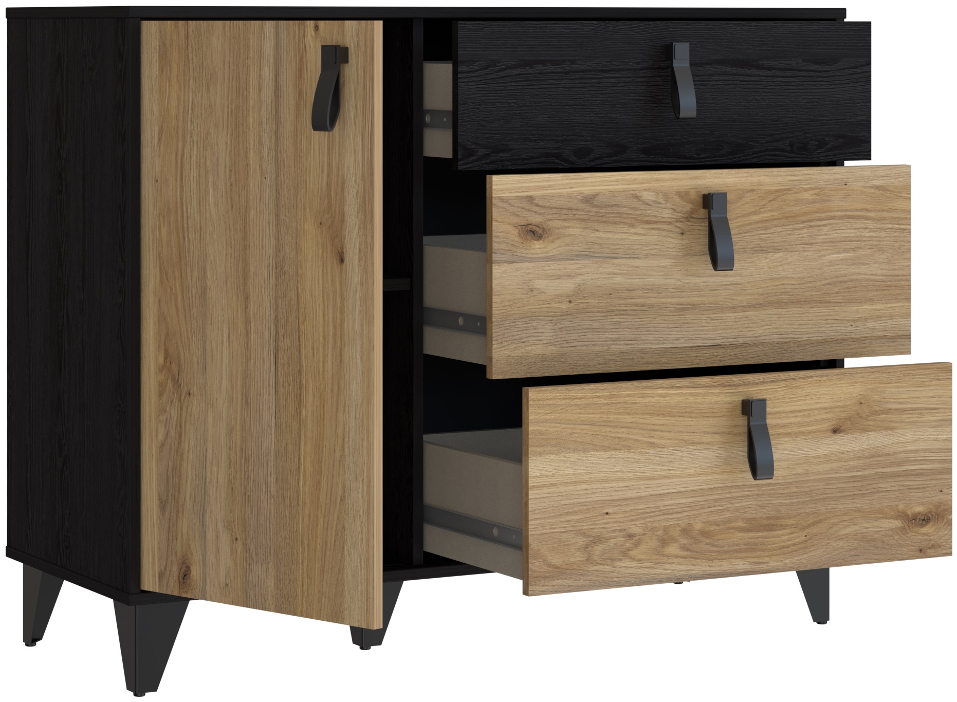 FORTE Sideboard »Lya«, Sideboard 3 Schubkästen, 1 Tür, Stauraum, Griffschlaufen