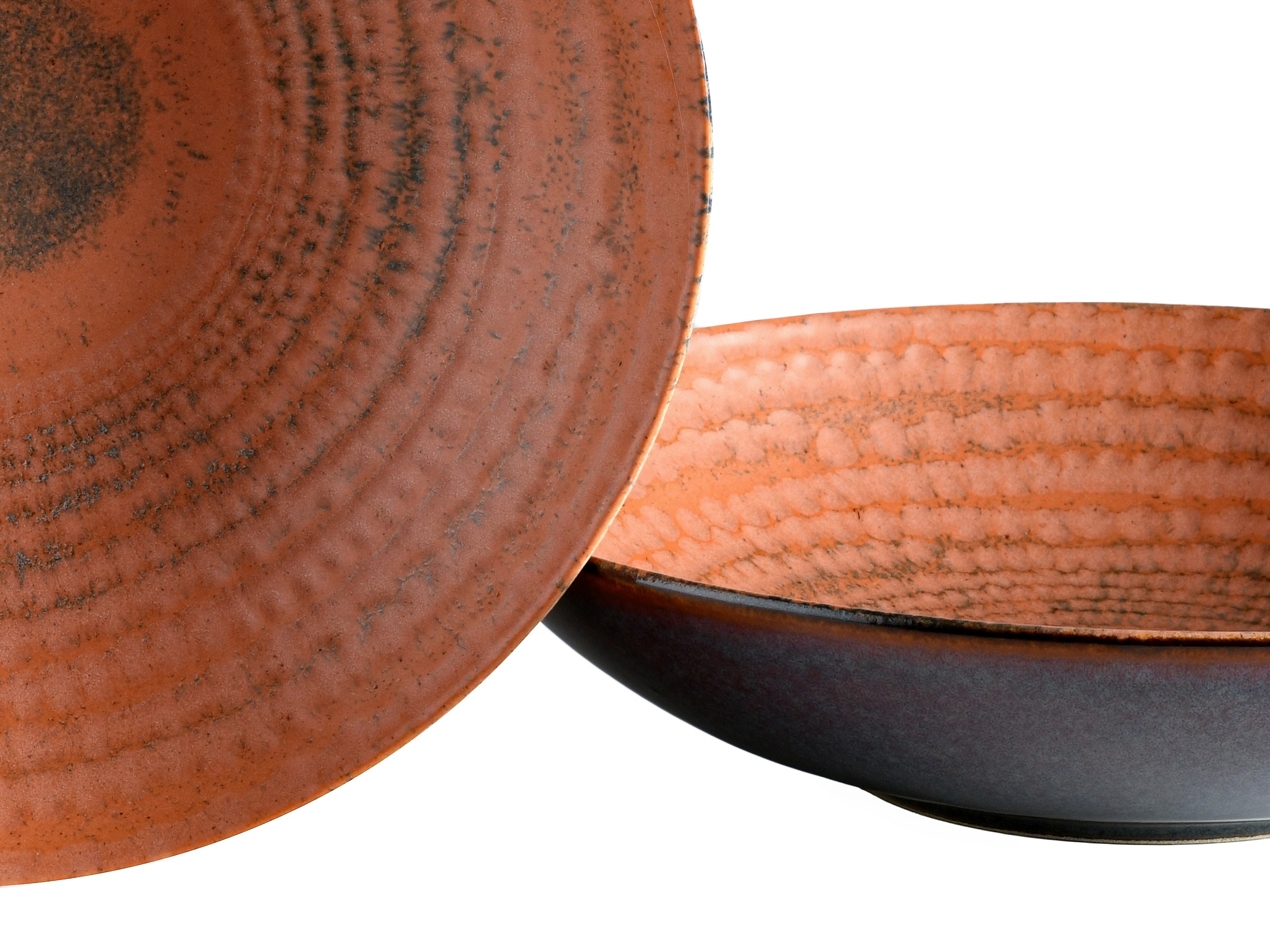 CreaTable Teller-Set »Neapel, Service 12-tlg.« Teller Set, Edles Tellerset, Vulkanoptik
