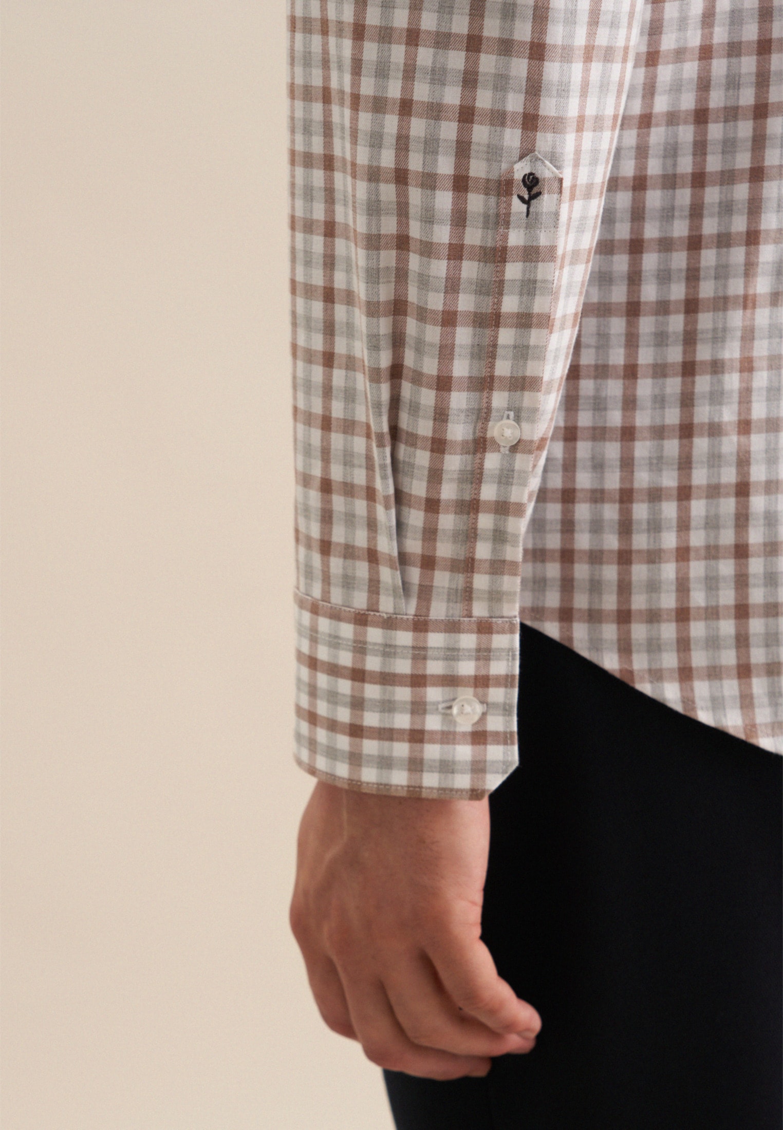 seidensticker Flanellhemd »Shaped«, Shaped Langarm Button-Down-Kragen Karo