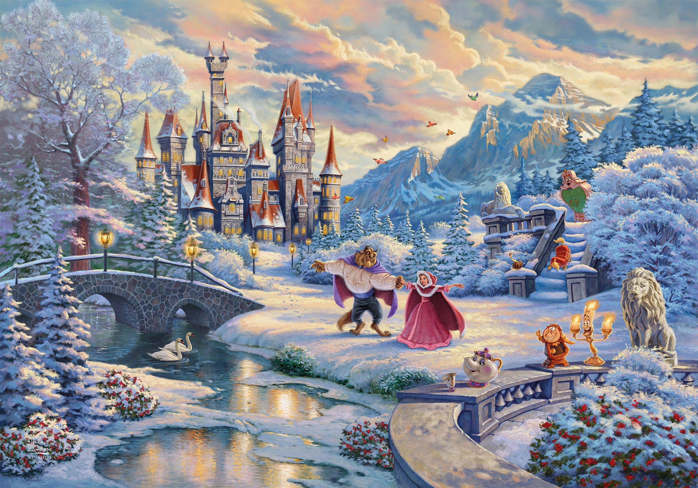 Schmidt Spiele Puzzle »Disney, Die Schöne und das Biest, Zauberhafter Winterabend«, Limited Christmas Edition