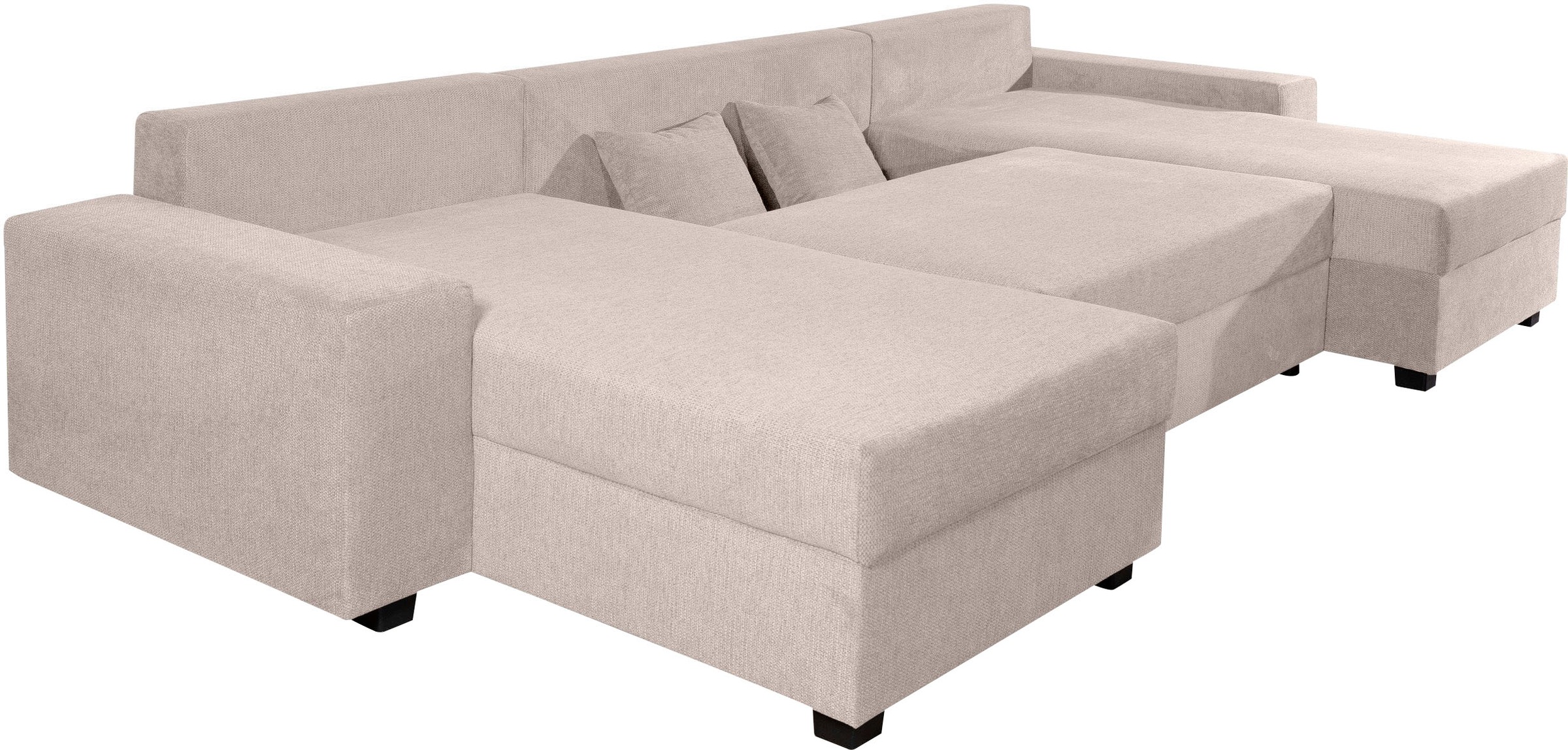 OTTO home Wohnlandschaft »Alexa U-Form, B: 313 cm« Bettfunktion, Bettkasten & 4 Zierkissen, Federkern