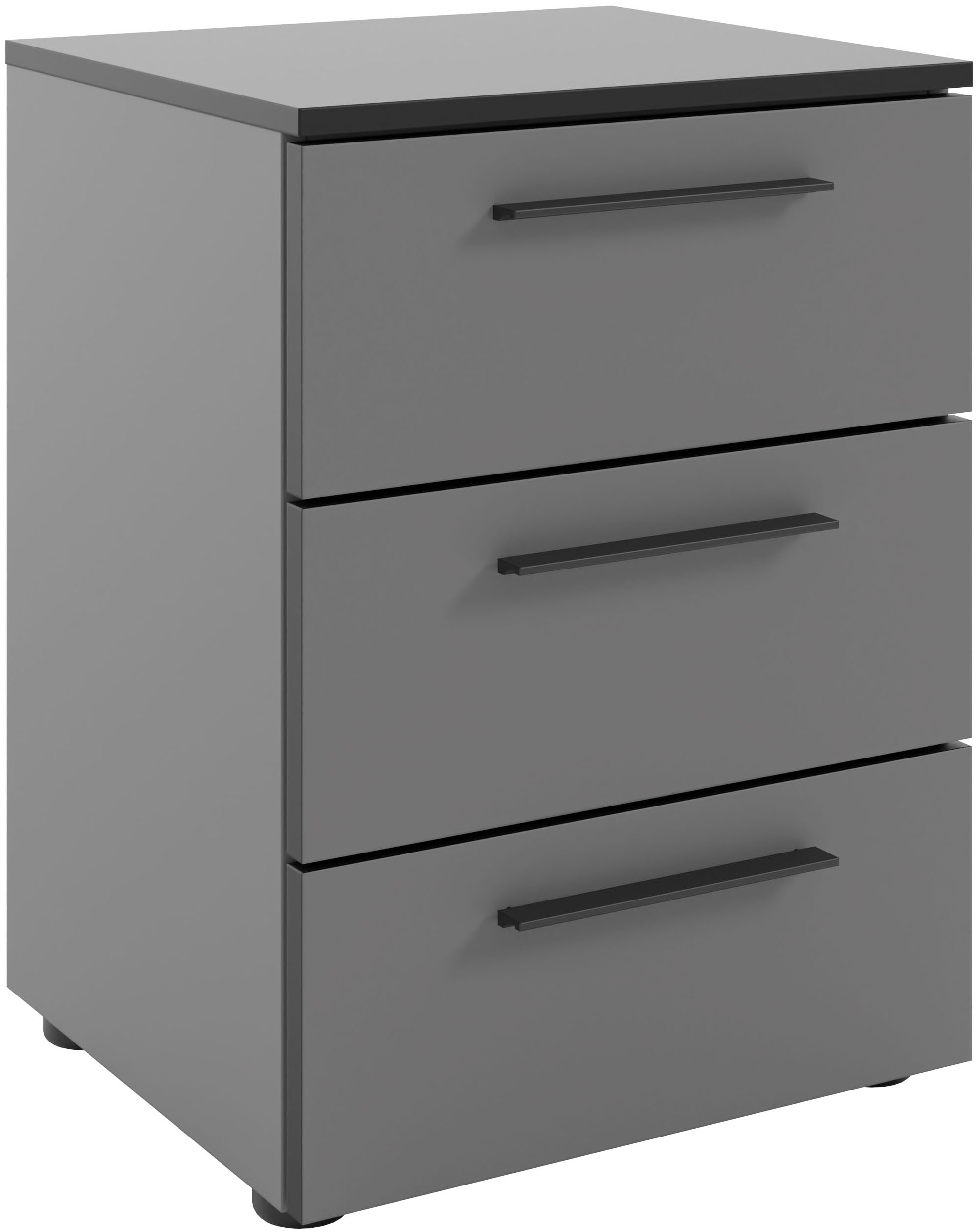 Manjana Möbel Nachtkommode »mit Schwarz matten Metallgriffen«