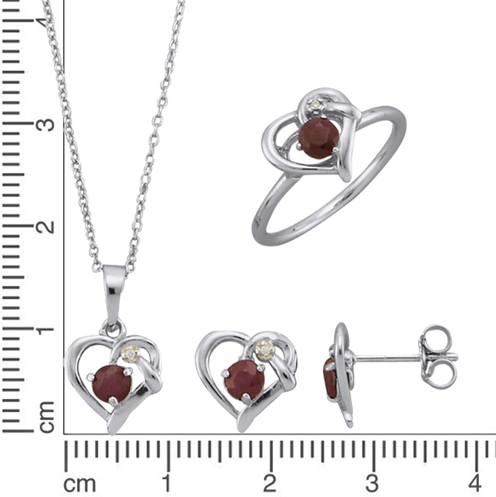 Firetti Schmuckset »Multipack Schmuck Geschenk Silber 925 Halskette Ohrstecker Ring Herz«, (Set, 5 tlg.), mit Rubinen und Zirkonia (synth.)