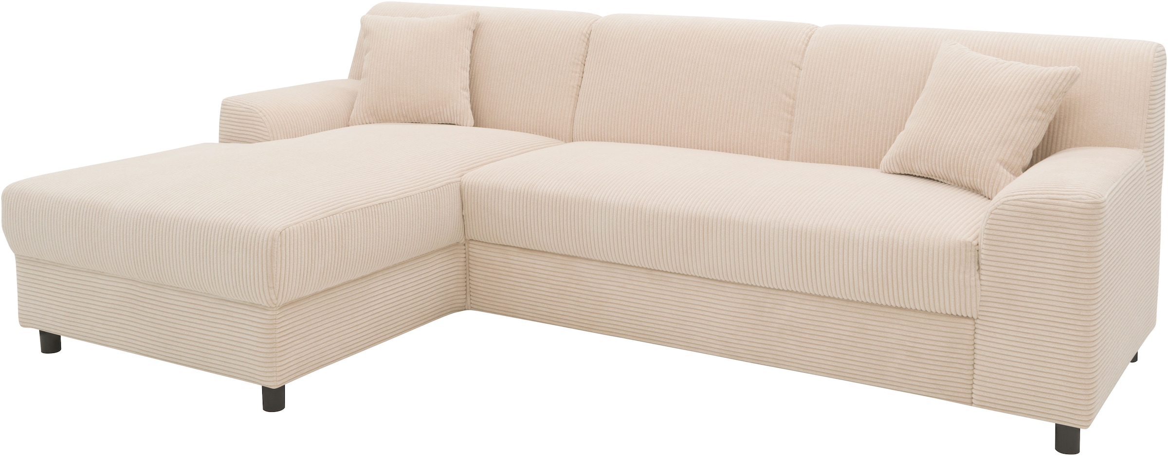 INOSIGN Ecksofa »Turah 2, L-Form, in Cord u. wasserabweisender Microfaser, Federkern«, B/T/H: 241/146/79 cm, incl. Zierkissen, wahlweise mit Bettfunktion