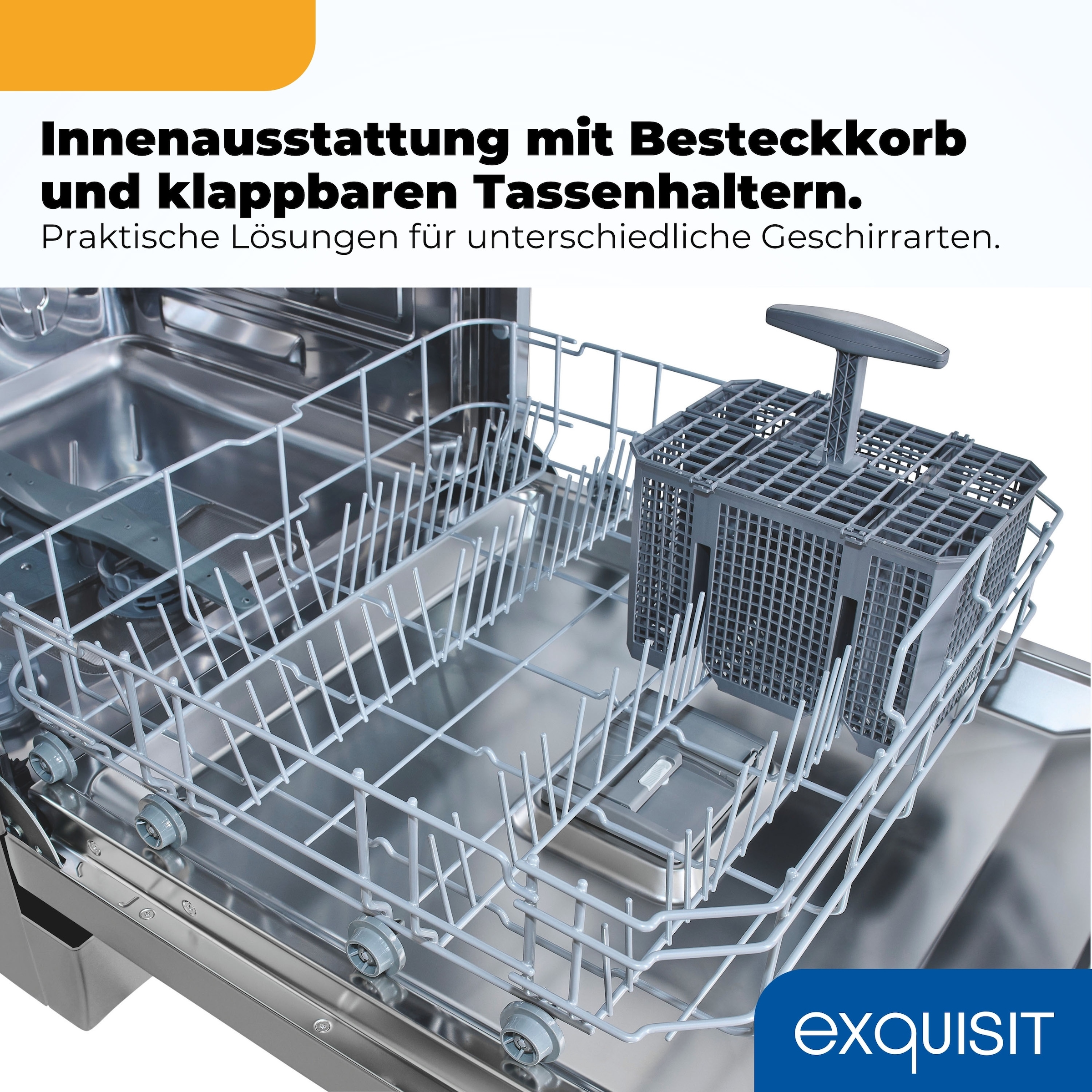 exquisit Standgeschirrspüler 9114 »GSP9114-451D silber« 11,9 l 14 tlg. Maßgedecke 14 Maßgedecke & flüsterleise 49 dB – stark und angenehm ruhig