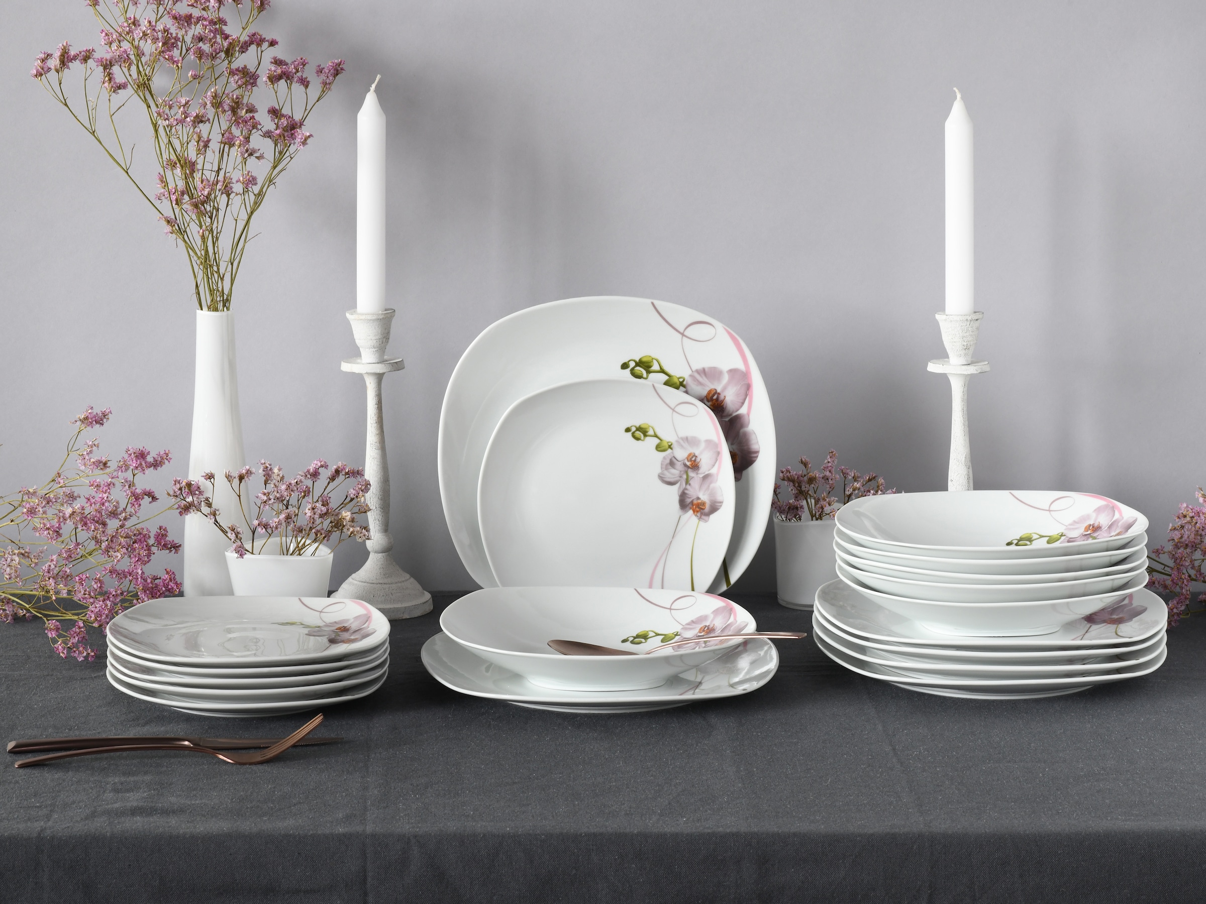 CreaTable Teller-Set »Square Orchidee, Teller Set 18-tlg« Fotorealistische Darstellung
