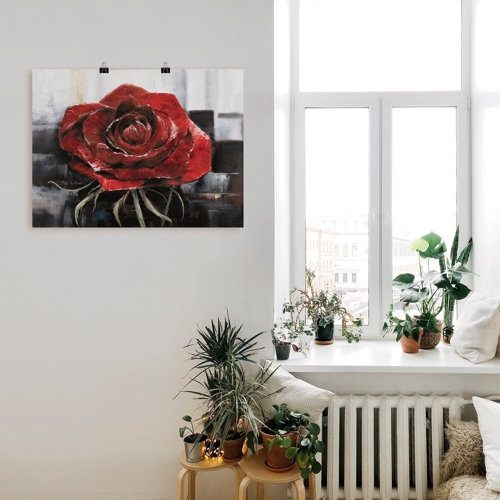 Artland Wandbild »Blühende rote Rose«, Blumen, (1 St.)