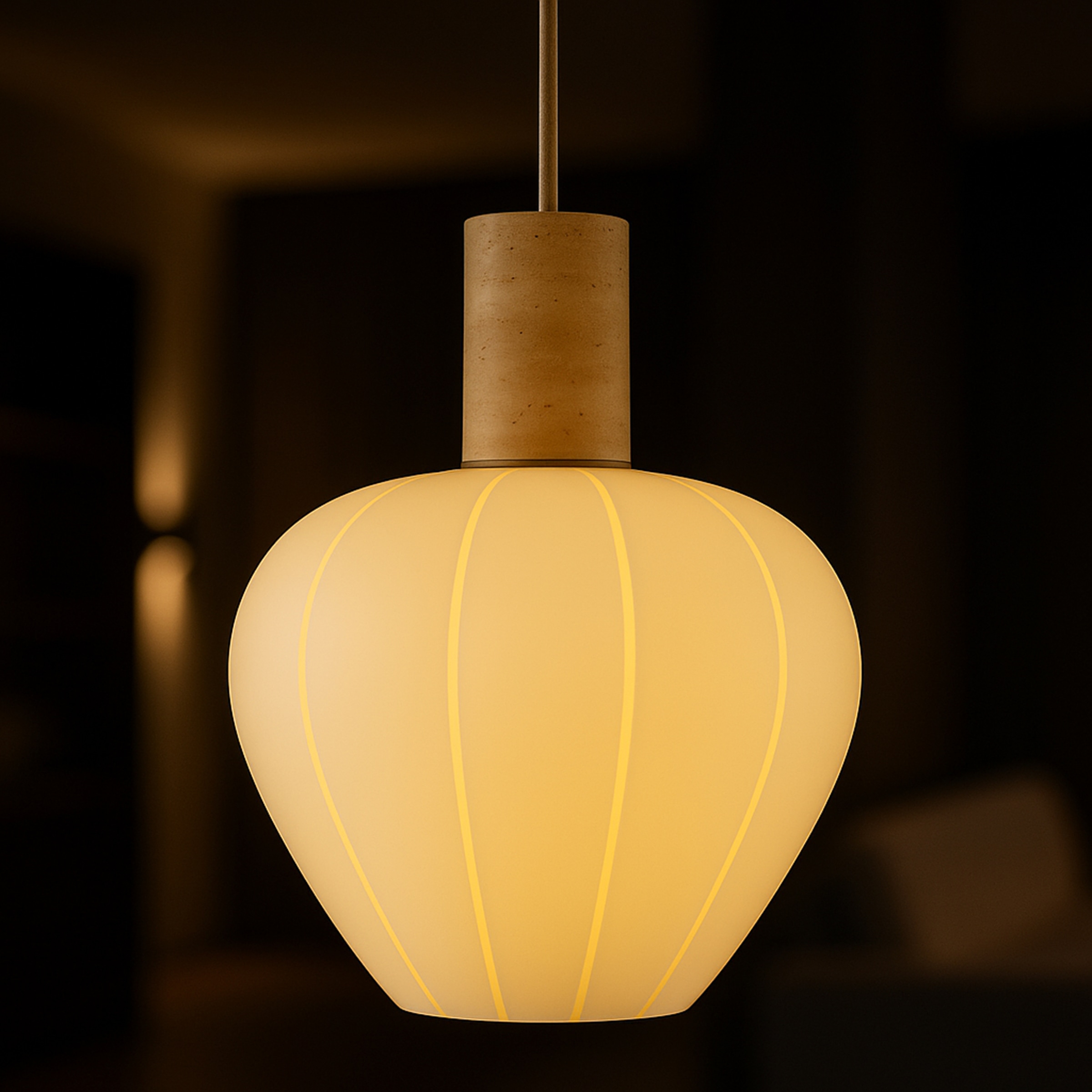 lumiCouture Pendelleuchte »Annie« E27 1 Stk. Höhe 150 cm, E27, Kabel kürzbar, Glas/Travertin Stein, weiß beige