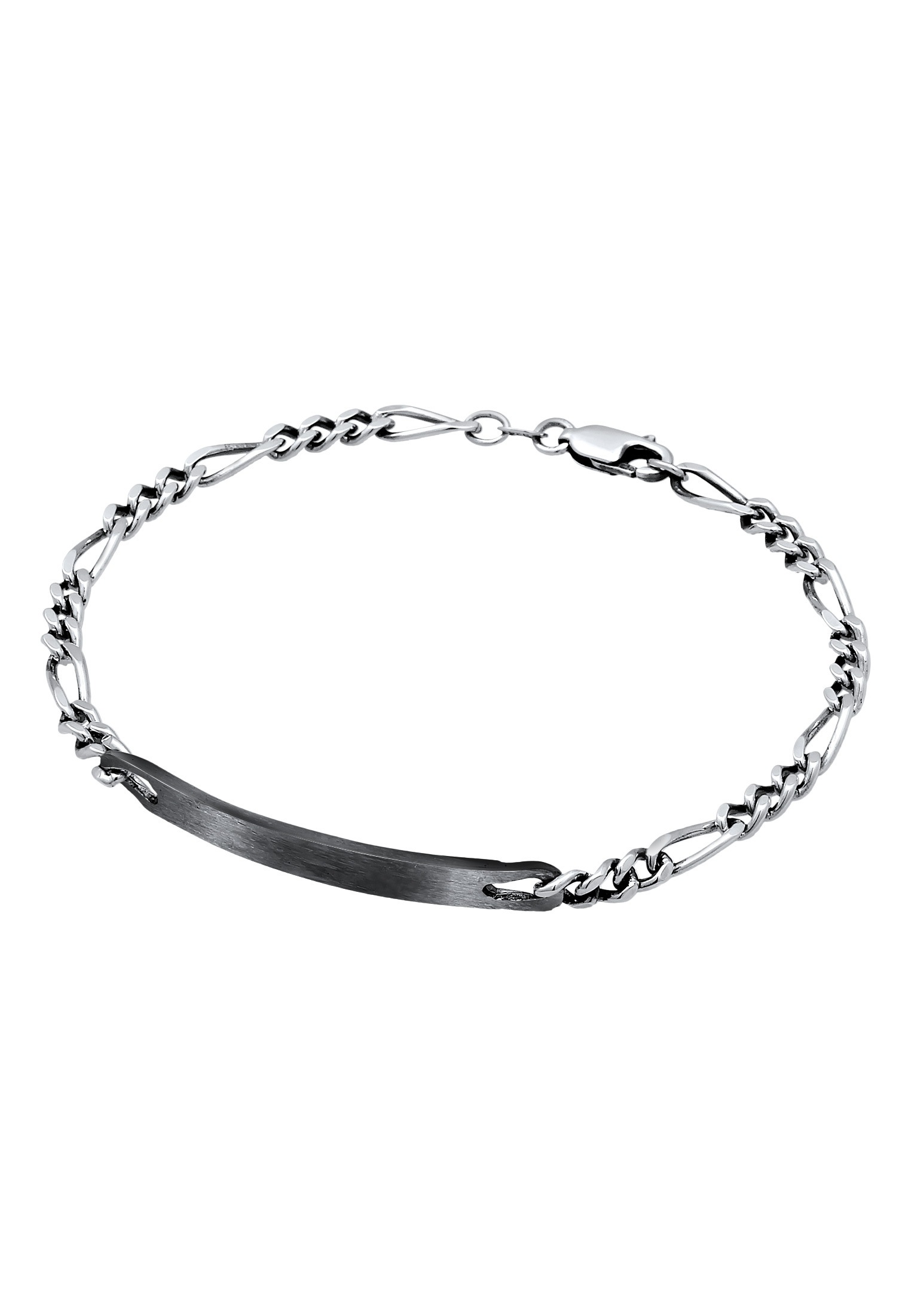Kuzzoi Armkette »Armband Herren ID Platte Figaro Klassisch 925 Silber«