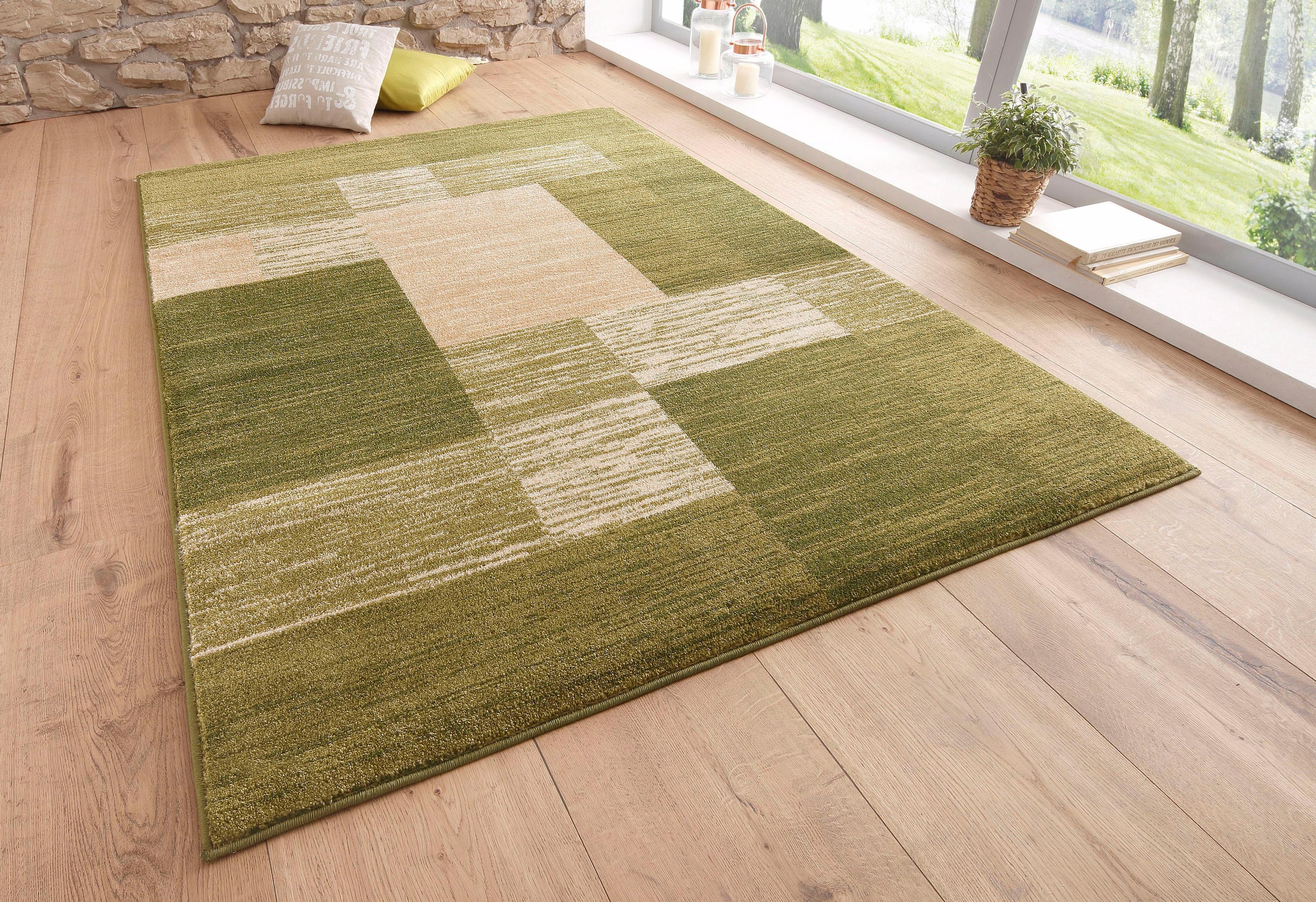 OTTO home Teppich »Melvin« rechteckig 8 mm Höhe schön weich, Kurzflor Teppich Karo-Muster, Wohnzimmer, Esszimmer