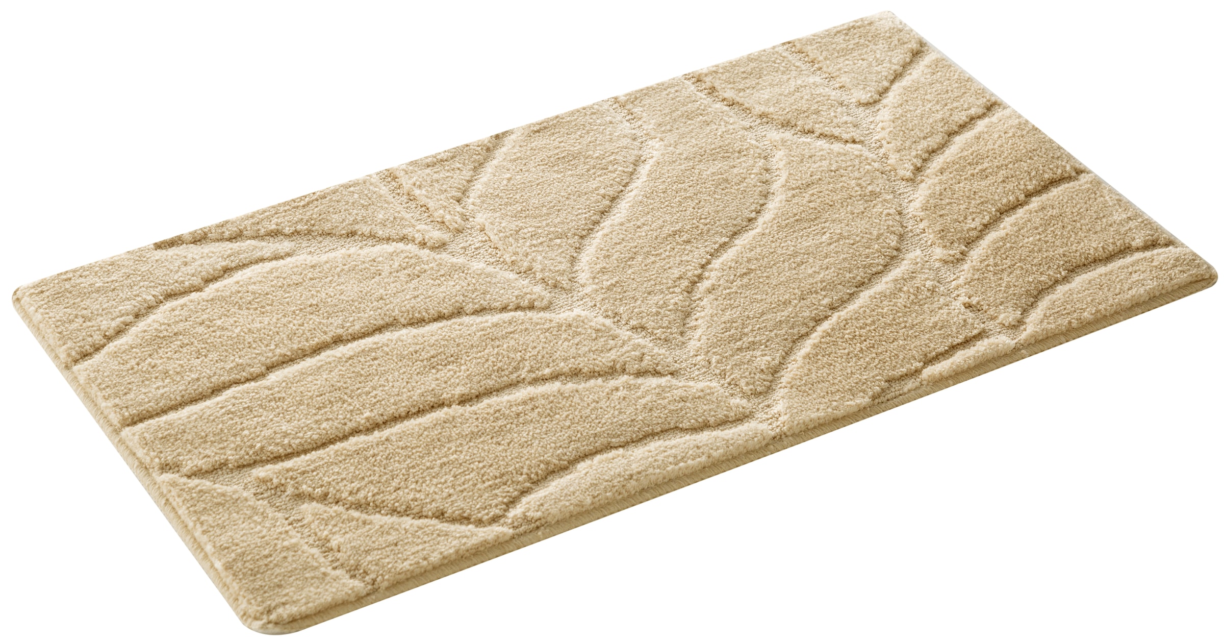 OTTO home Badematte »Epense, Badvorleger, Badezimmer Teppich, Duschmatte mit Blattstruktur« Höhe 10 mm rutschhemmend beschichtet fußbodenheizungsgeeignet | schnell trocknend Badteppich, Uni, Blätter, Hoch-Tief, verschiedene Farben und Größen