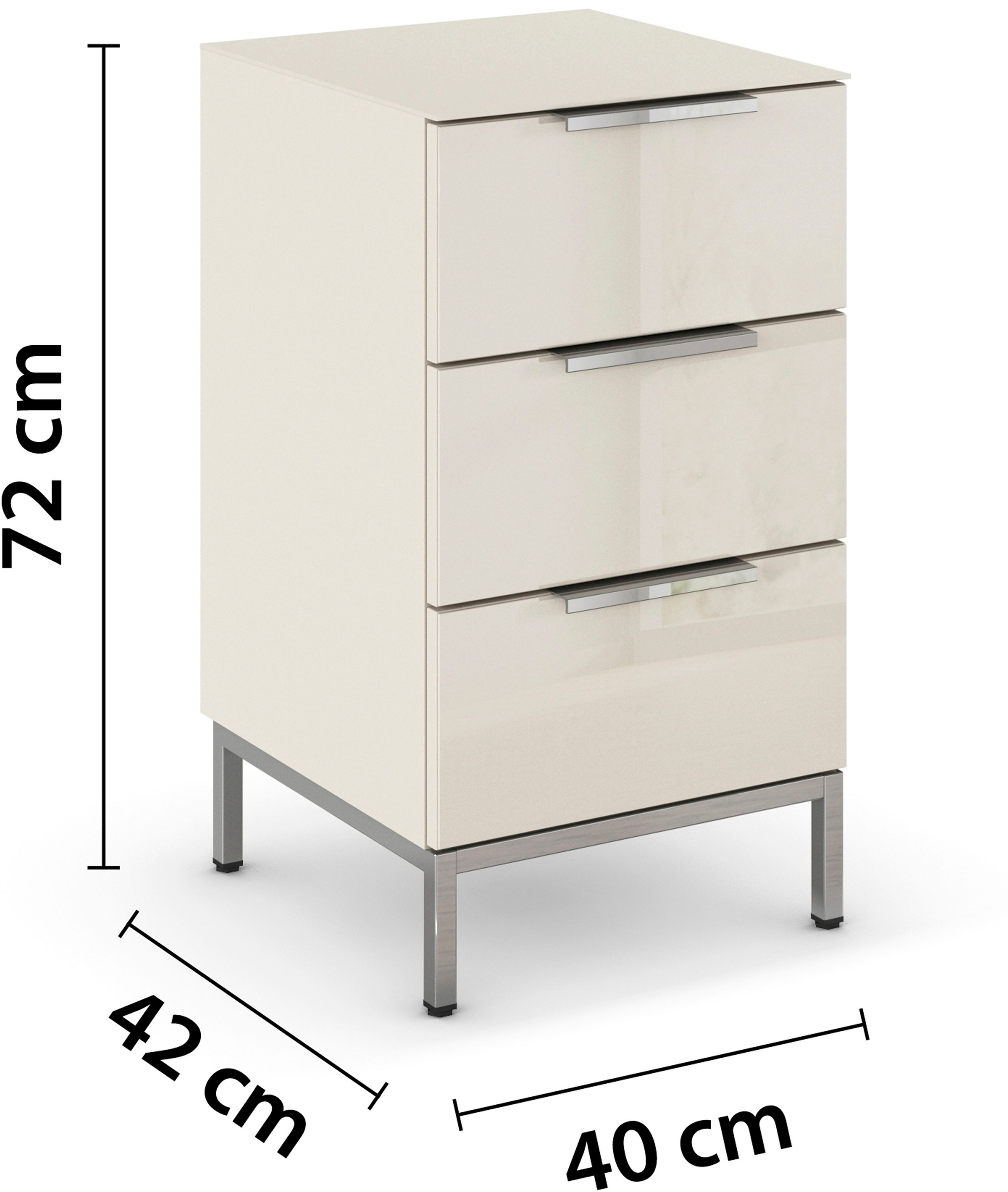 rauch Nachtkommode »Nachttisch Nachtschrank Nachtkonsole FLIPP mit Glasfront« Breite 40 cm,  mit 3 Schubladen und Soft-Close-Funktion, Oberboden und Front Glas