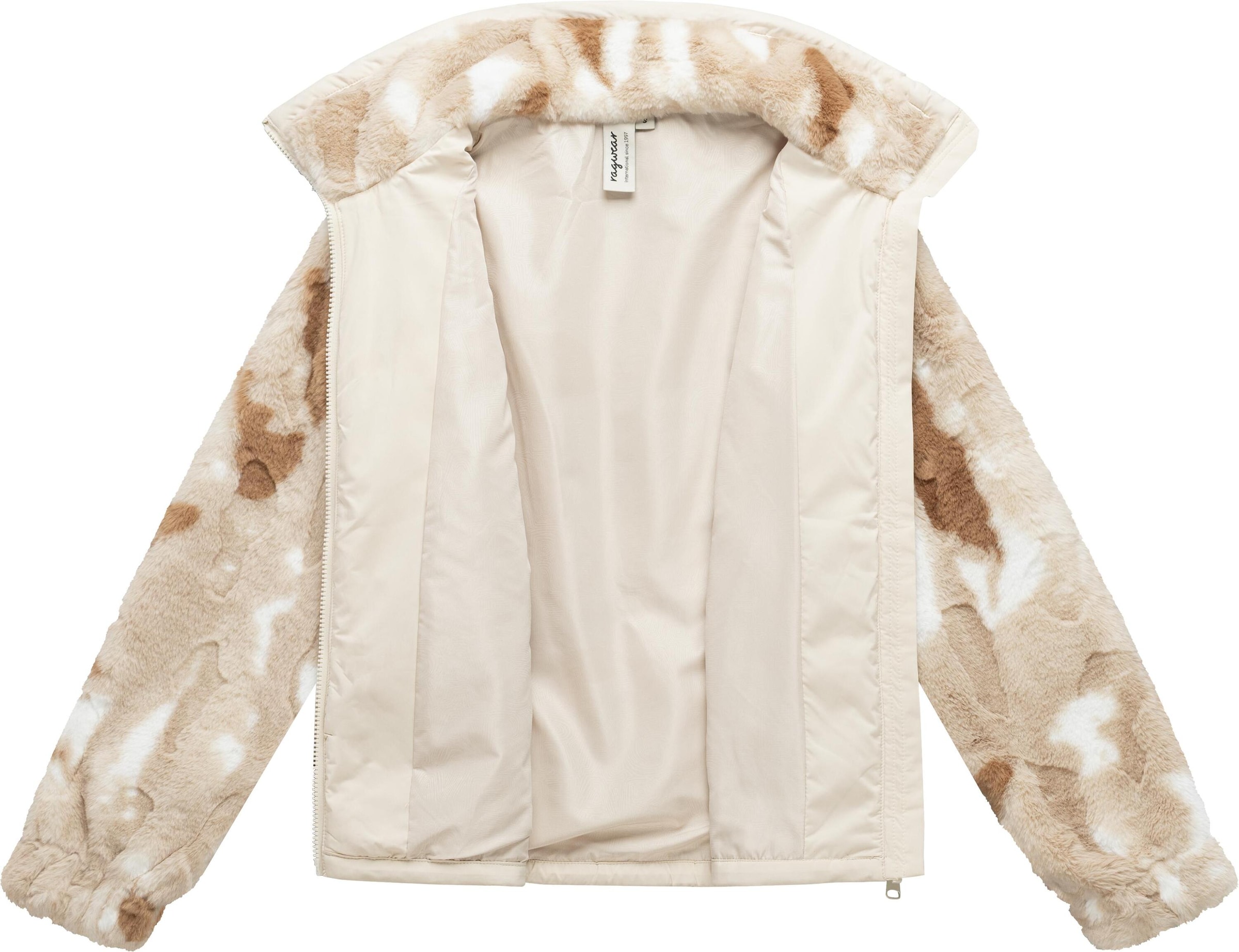 Ragwear Fellimitatjacke »Fellimitatjacke Nordicka Y« ohne Kapuze Ultraleichte Plüschjacke mit Stehkragen, winddicht