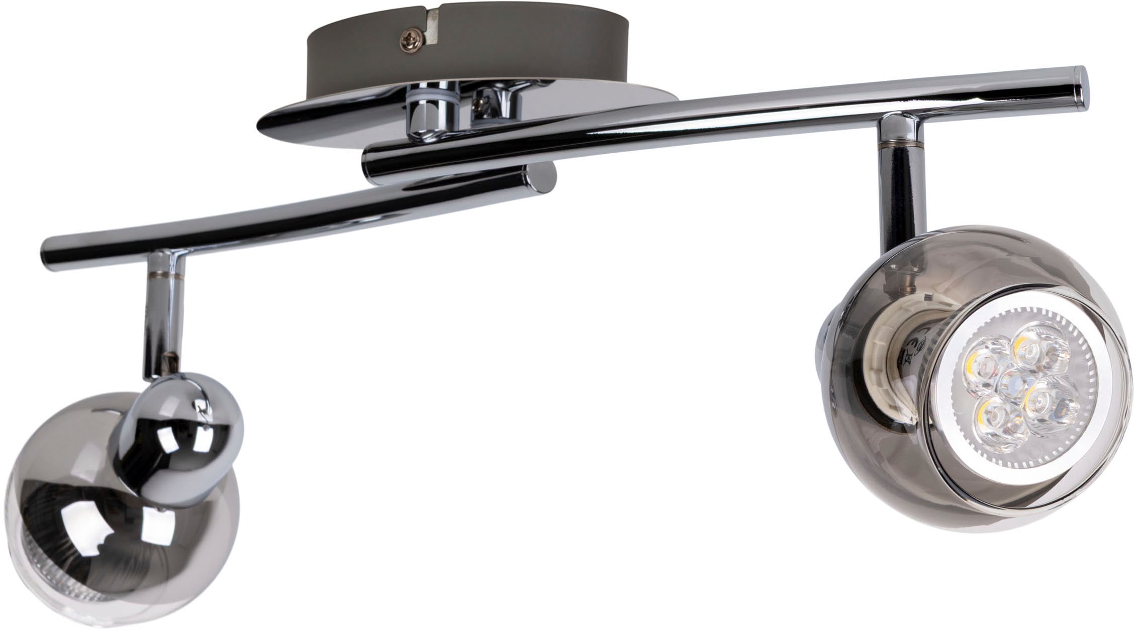 näve Deckenspots »Boccia« GU10 1 Stk. Warmweiß 2flg. incl. LED GU10 6W, chrom, Glasschirm, verstellbare Spots, l:41cm