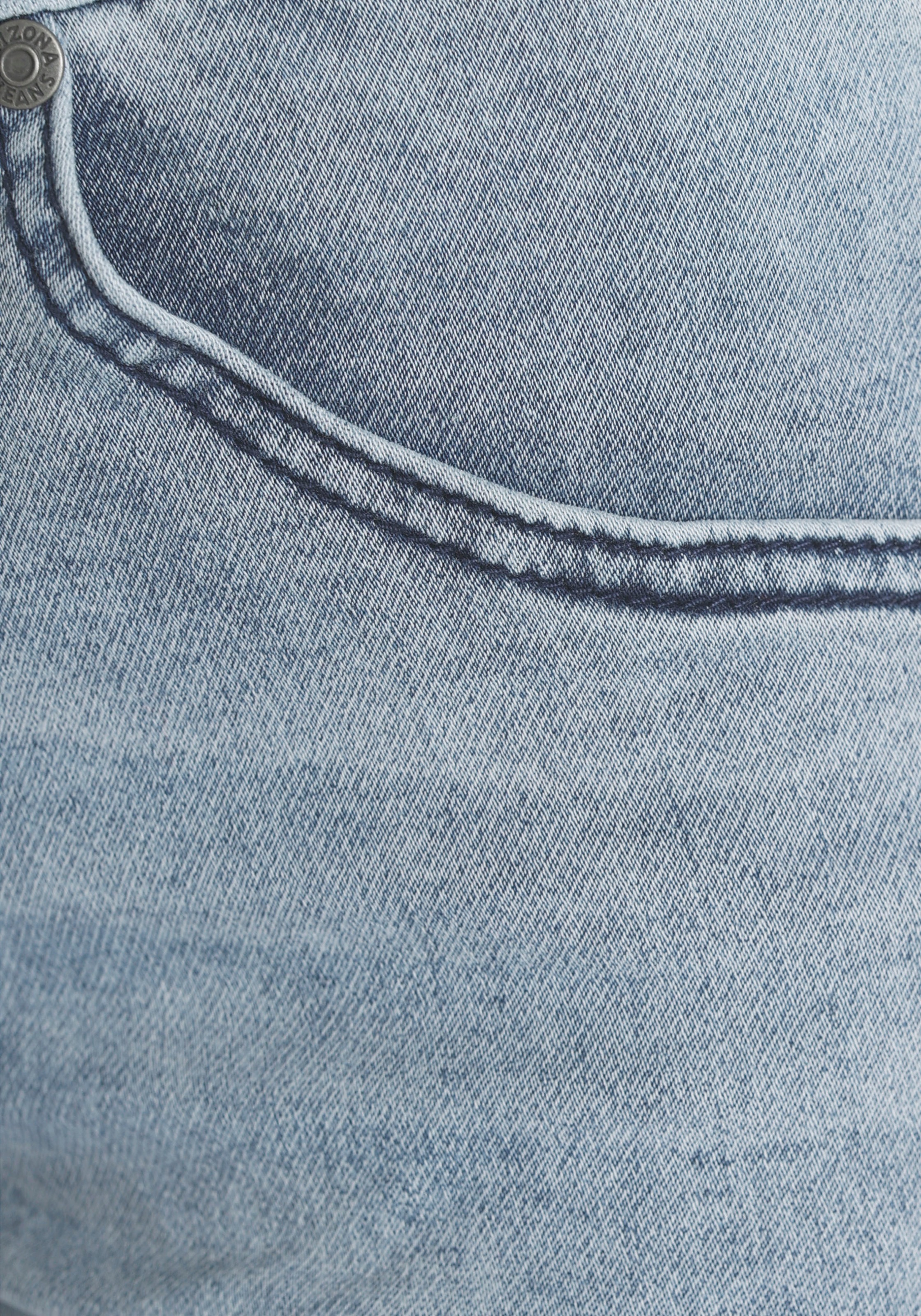 Arizona Jogg-Jeansbermudas, hohe Leibhöhe, krempelbare Beinabschlüsse, Used-Look