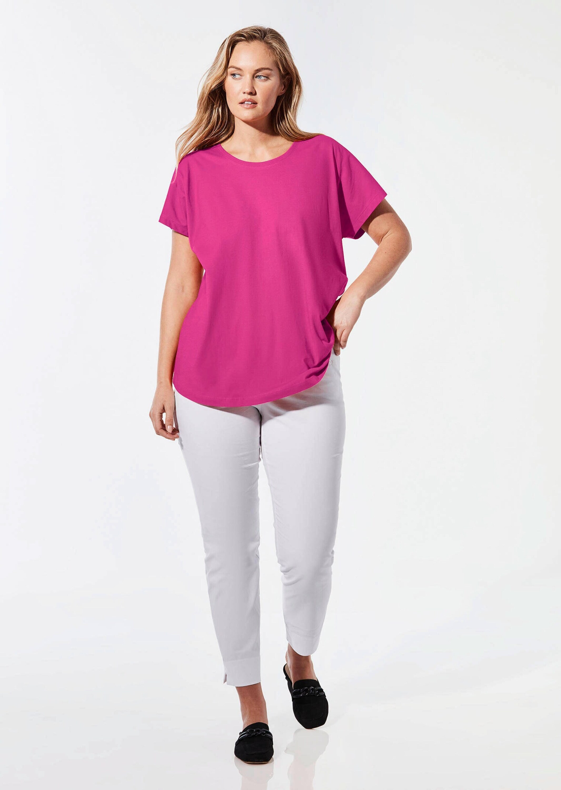 GOLDNER Kurzarmshirt »Shirt mit Rundhalsausschnitt« Tiefer Rundhalsausschnitt