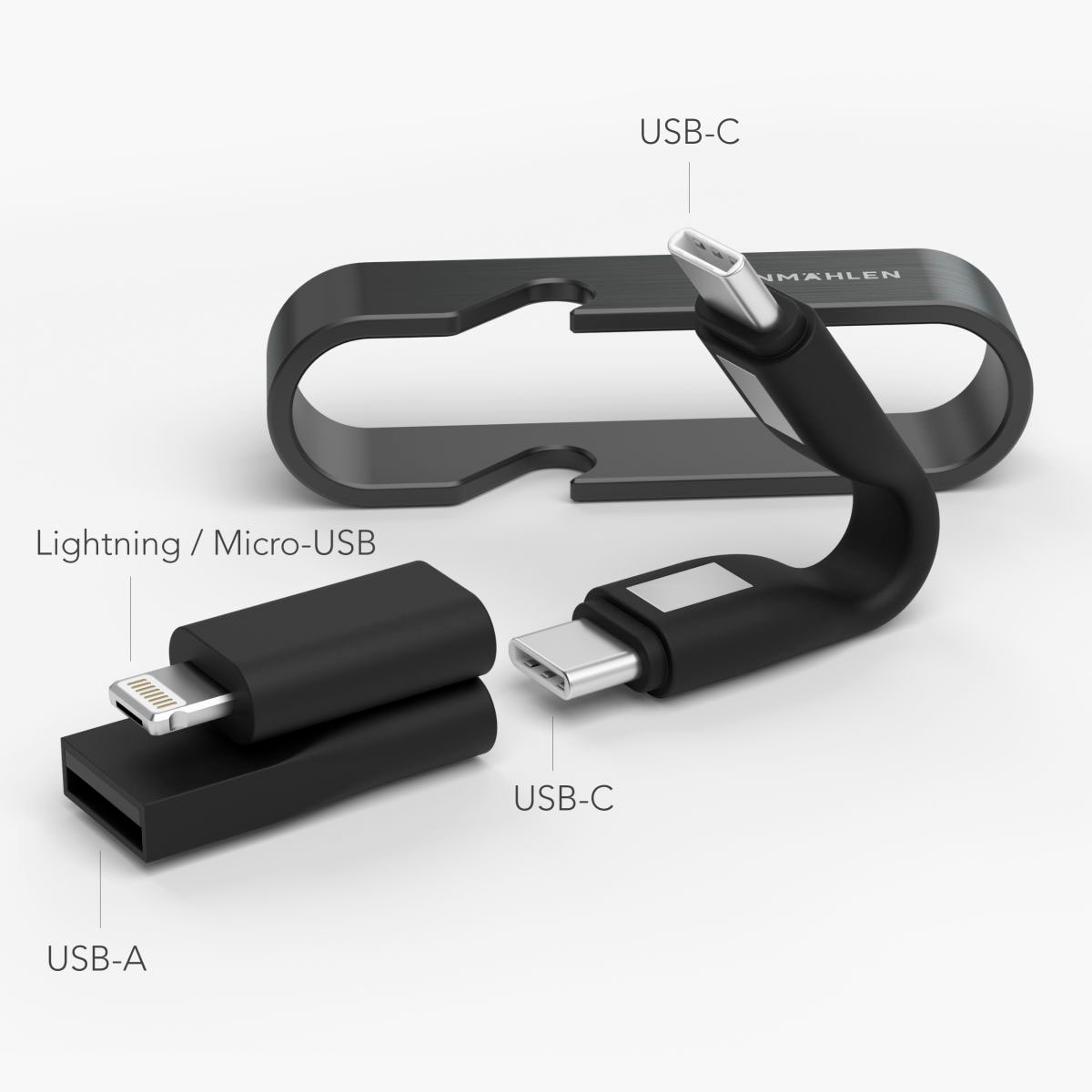 VONMÄHLEN Laptop-Kabel »High Six Cable«, Micro-USB-Lightning, USB Typ A-USB-C