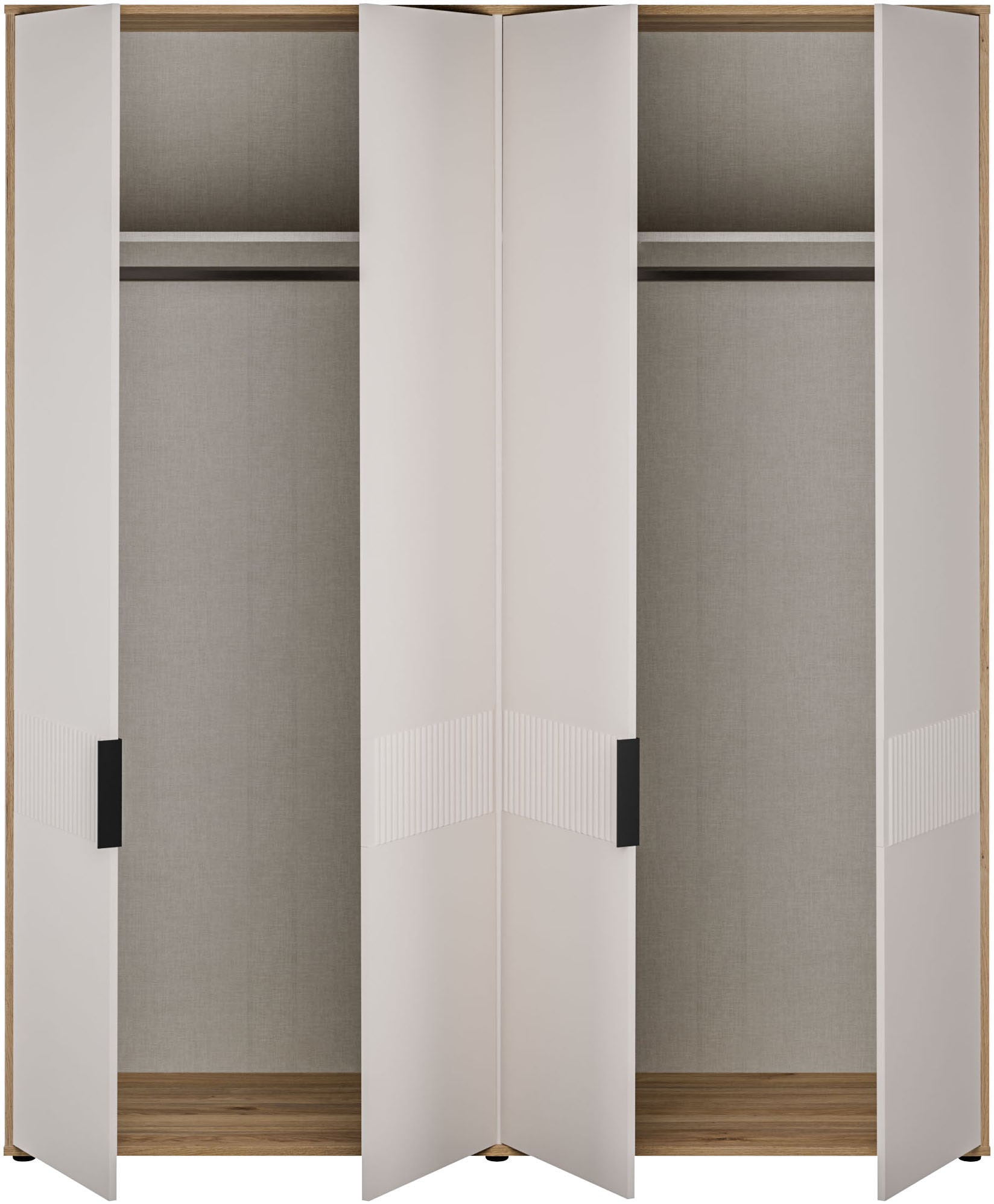 FORTE Kleiderschrank »Forte Seravel Drehtürenschrank, Lamellenoptik, 4 Türen« B/H/T 179,3/214,3/59,4 cm, Zubehör optional bestellbar