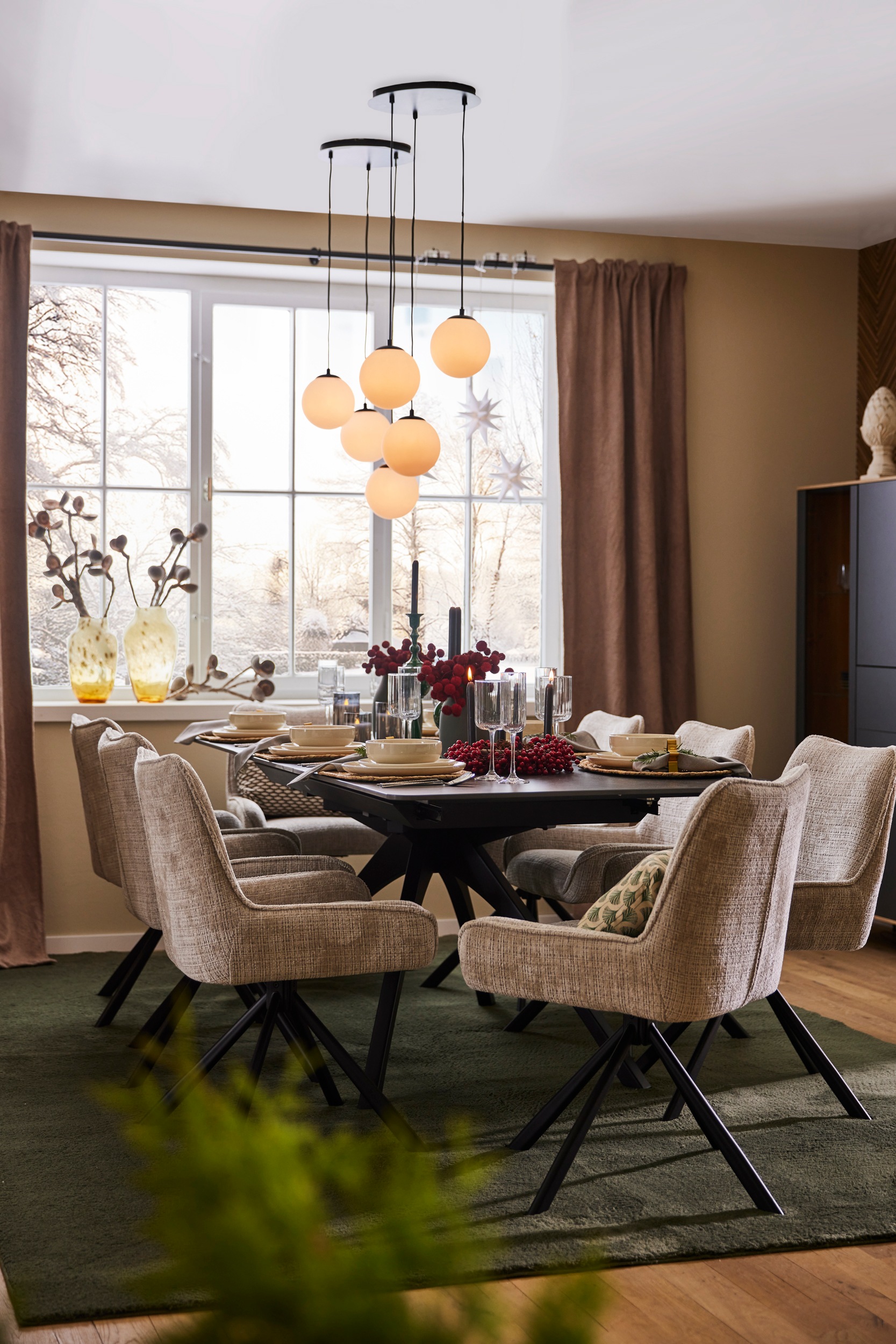 ACTONA GROUP Esszimmerstuhl »Eddie«, (Set), Esszimmerstuhl, Juto beige, 4 Stern Gestell,mit drehfunktion, 2 Stk
