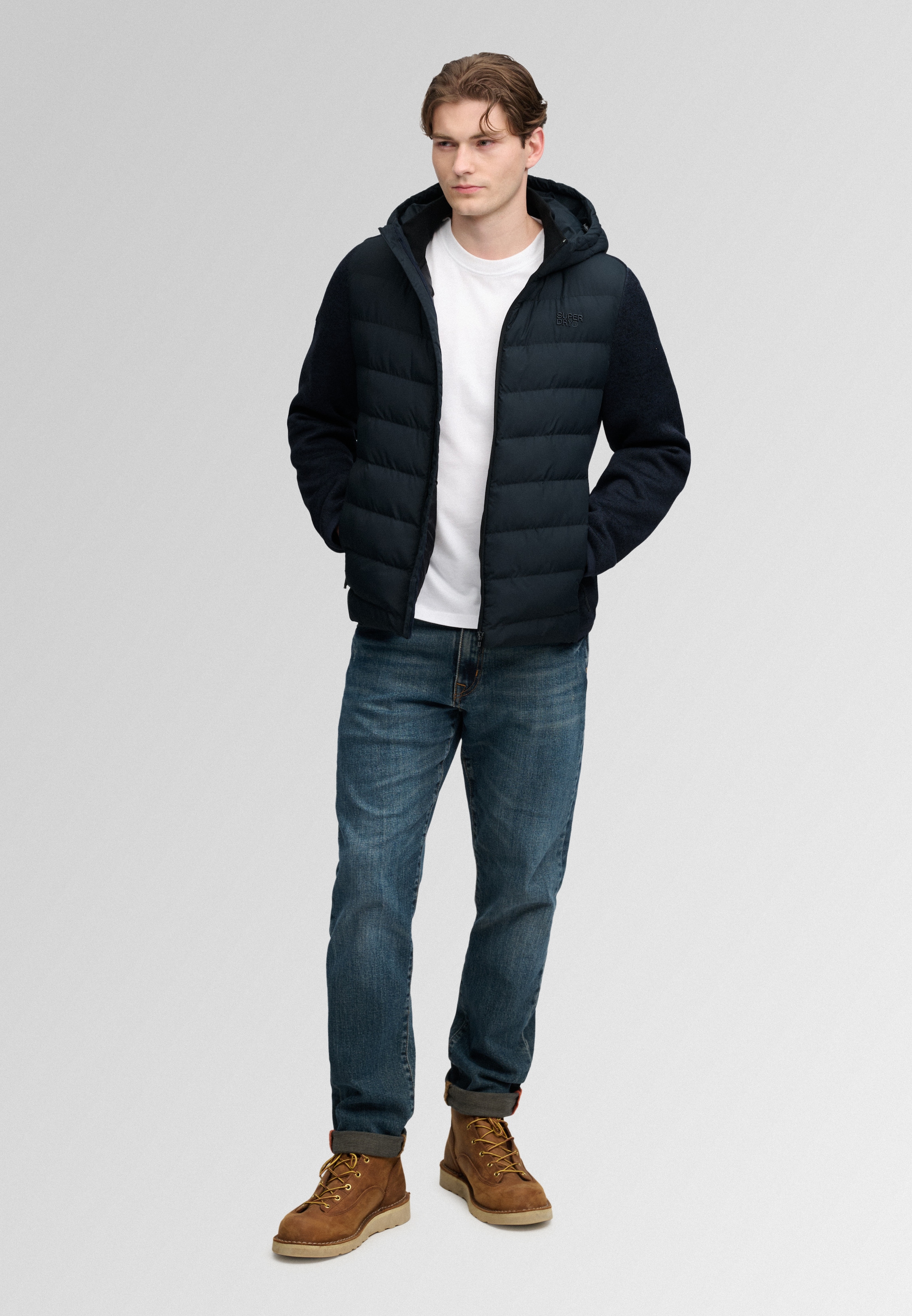 Superdry Hybridjacke »HOODED STORM KNIT HYBRID JKT« mit Kapuze Kunstfaser, slim fit