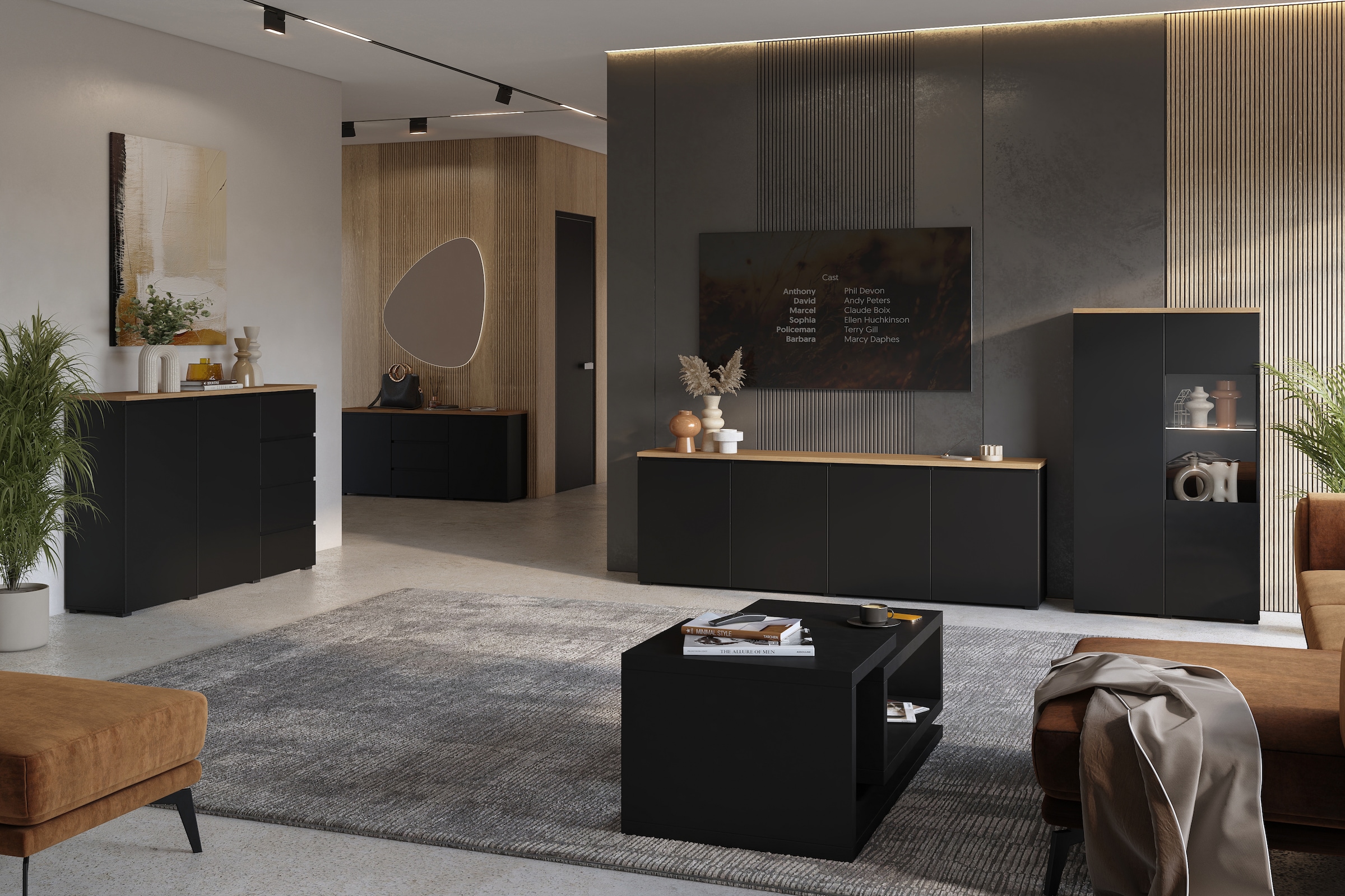 OTTO home Sideboard »Modo, Breite 150 cm, moderne grifflose Kommode 2Türen/3 SK« Schubladenkommode mit viel Stauraum, Einlegeböden verstellbar