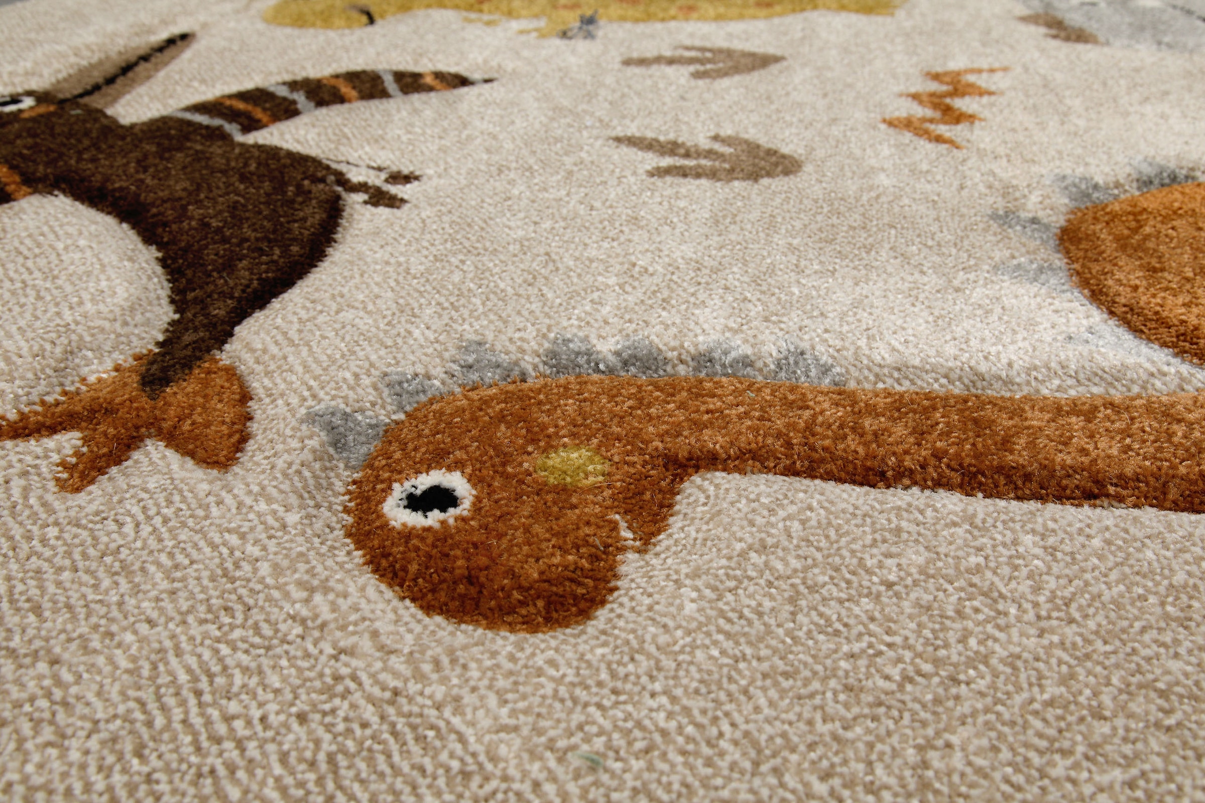 SMART KIDS Kinderteppich »T-Rex & Friends«, rund, 10 mm Höhe, Moderner Spielteppich, strapazierfähig, pflegeleicht, Konturenschnitt
